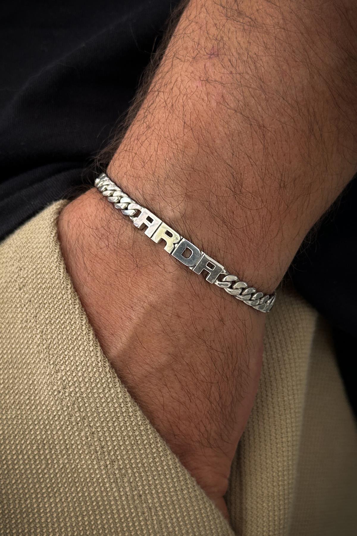 FRNCH 925 Ayar Gümüş İtalyan Model Gümüş Renk İsimli Erkek Bileklik FRJ12245-3245-A