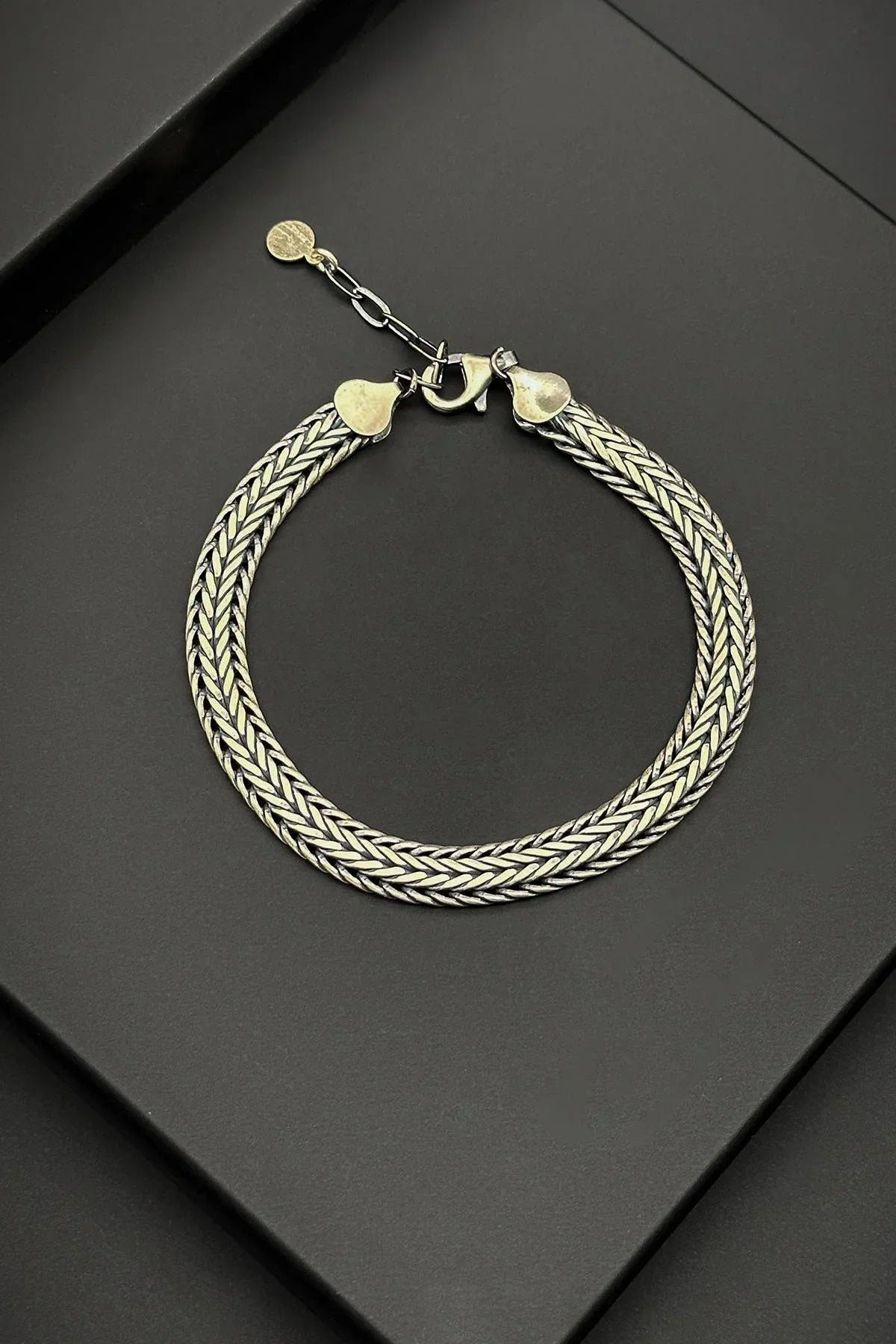 FRNCH 925 Ayar Gümüş İtalyan Model Gümüş Renkli Erkek Bileklik FRJ11940-2040-A
