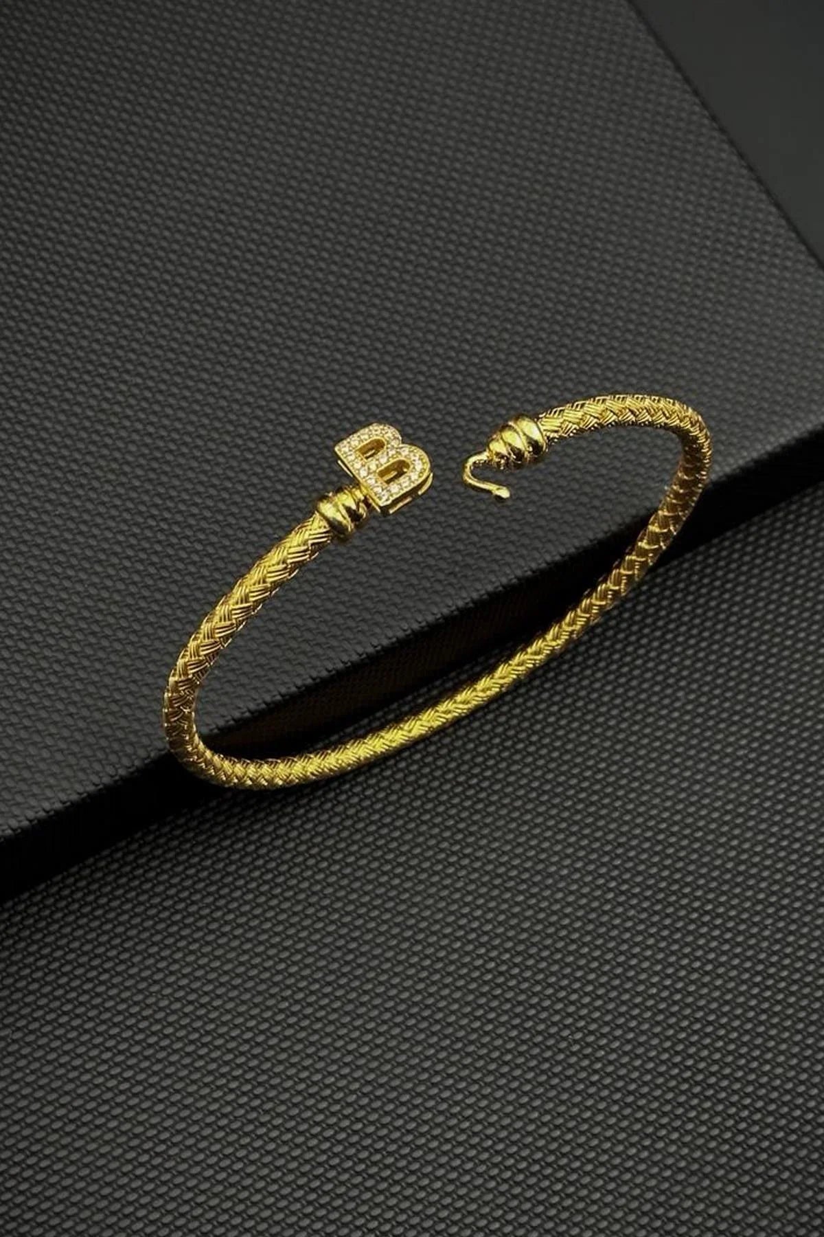 FRNCH 925 Ayar Gümüş İtalyan Model Harfli Altın Renk Erkek Bileklik FRJ12813-3813-G