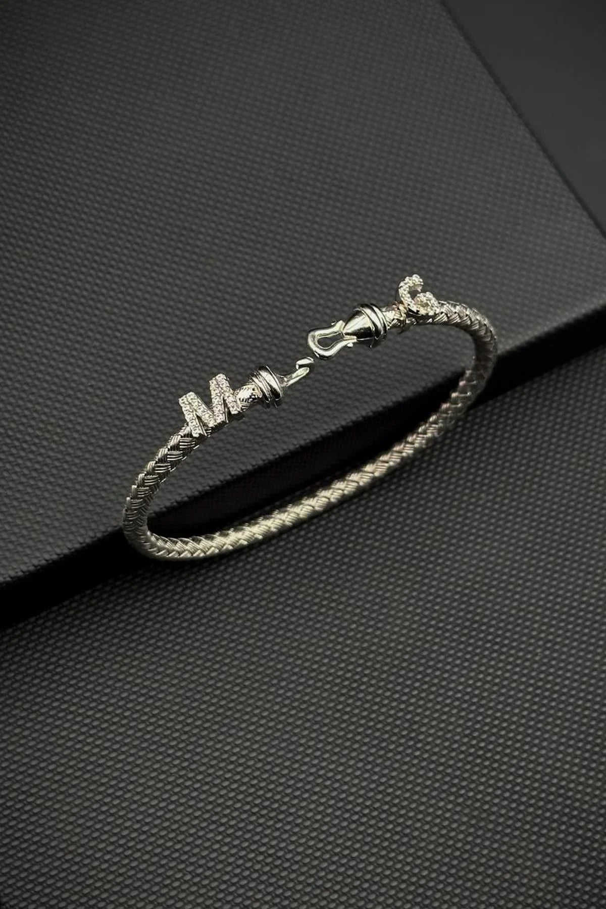 FRNCH 925 Ayar Gümüş İtalyan Model Harfli Gümüş Renk Erkek Bileklik FRJ12812-3812-A