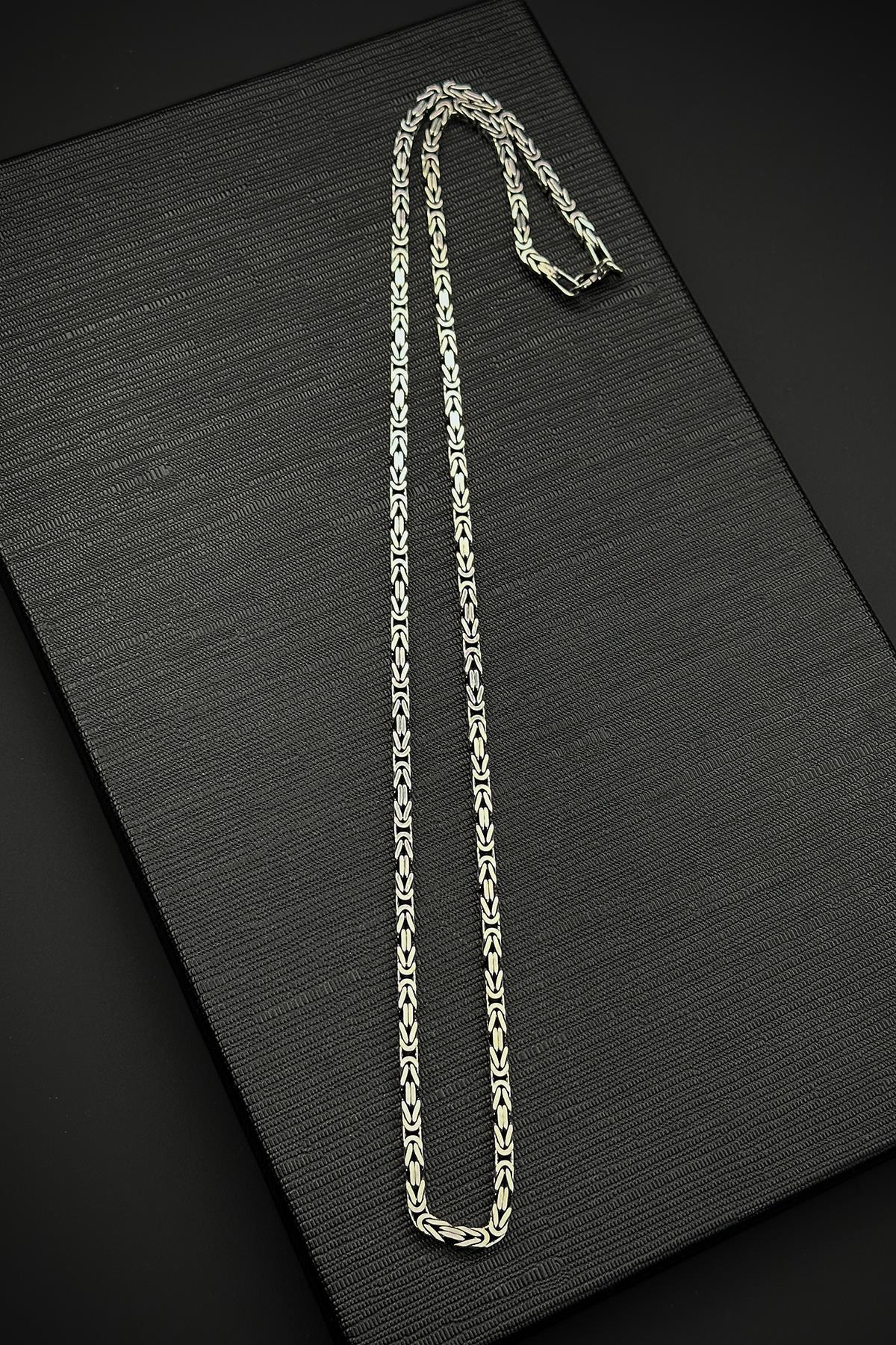 FRNCH 925 Ayar Gümüş İtalyan Model Kral 3 MM Gümüş Renk Kolye FRJ30843-943-A5