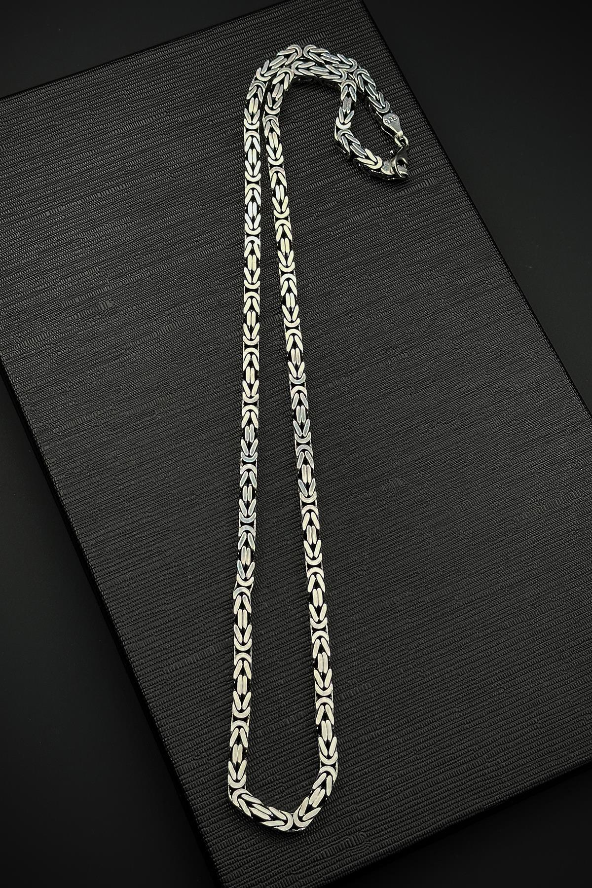 FRNCH 925 Ayar Gümüş İtalyan Model Kral 5 MM Gümüş Renk Kolye FRJ30843-943-A3