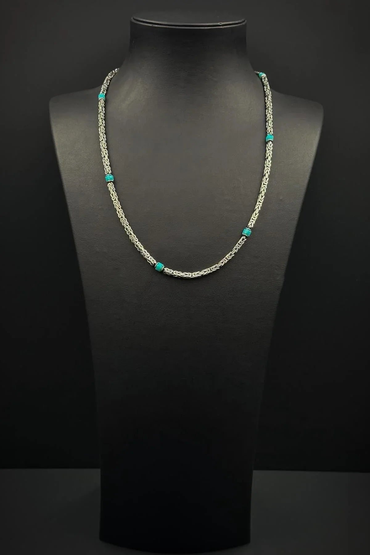 FRNCH 925 Ayar Gümüş İtalyan Model Mavi Zirkon Taşlı Gümüş Renk Erkek Kolye FRJ30939-1039-M