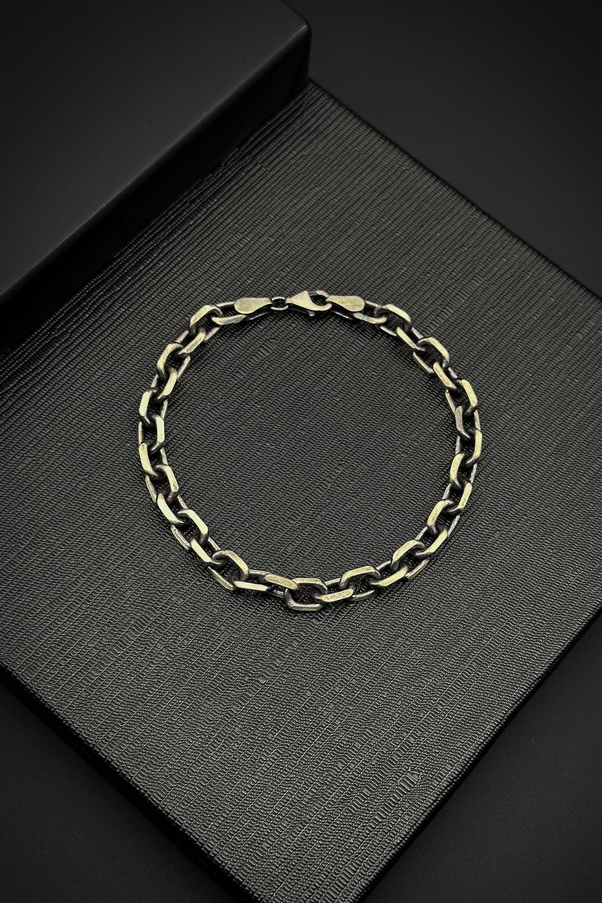 FRNCH 925 Ayar Gümüş İtalyan Model Oksitli Gümüş Renk Erkek Bileklik FRJ12024-3024-A