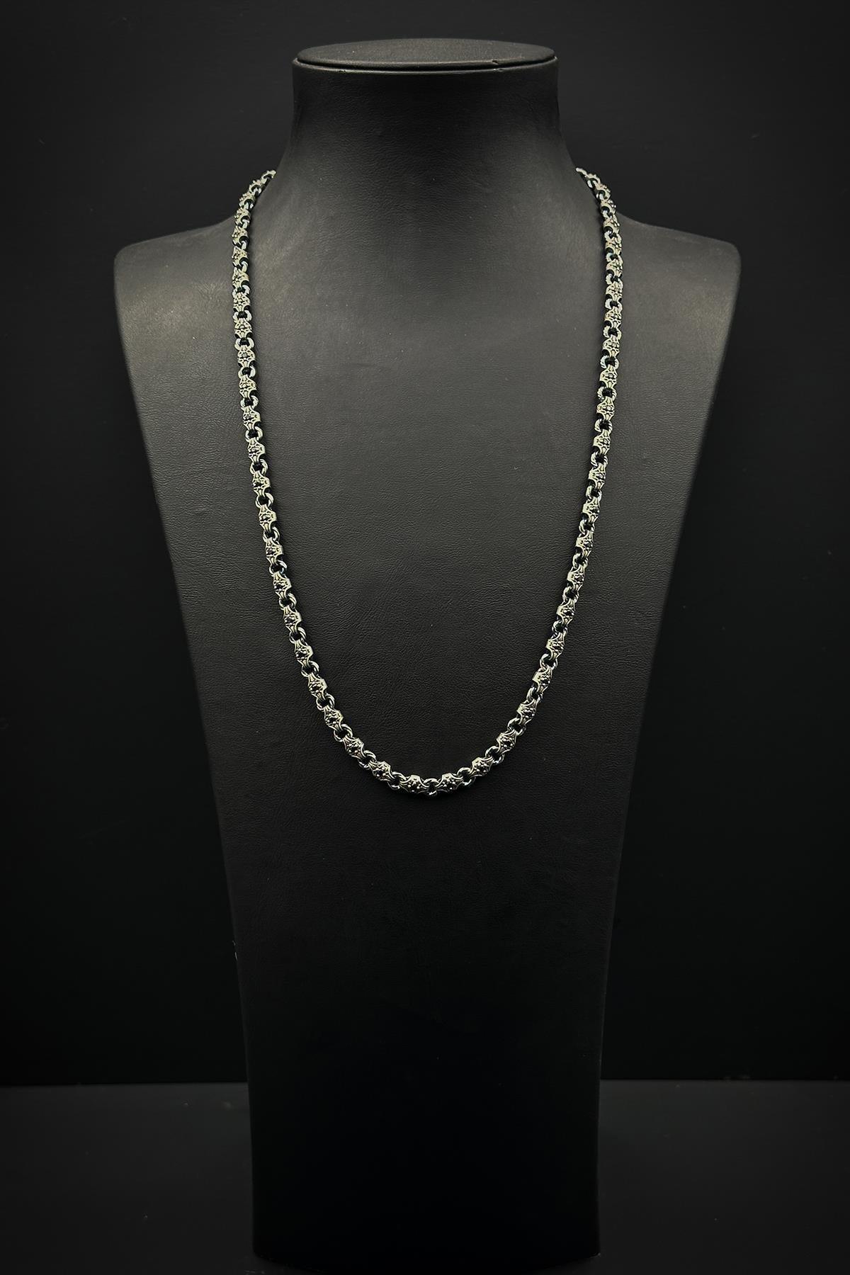 FRNCH 925 Ayar Gümüş italyan Model Siyah Zirkon Taşlı Gümüş Renk Erkek Kolye FRJ30811-911-S