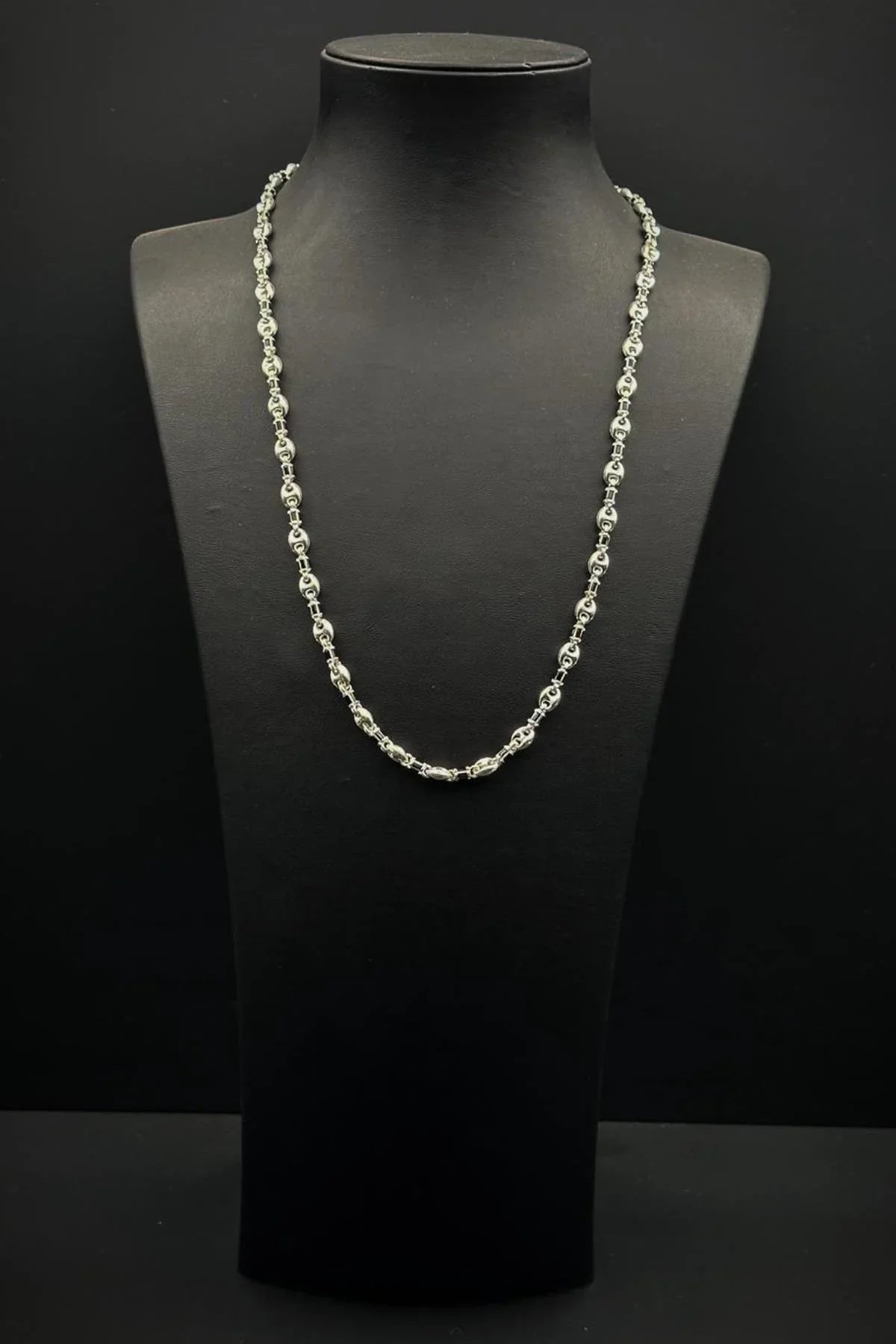 FRNCH 925 Ayar Gümüş İtalyan Model Siyah Zirkon Taşlı Gümüş Renk Erkek Kolye FRJ30937-1037-S