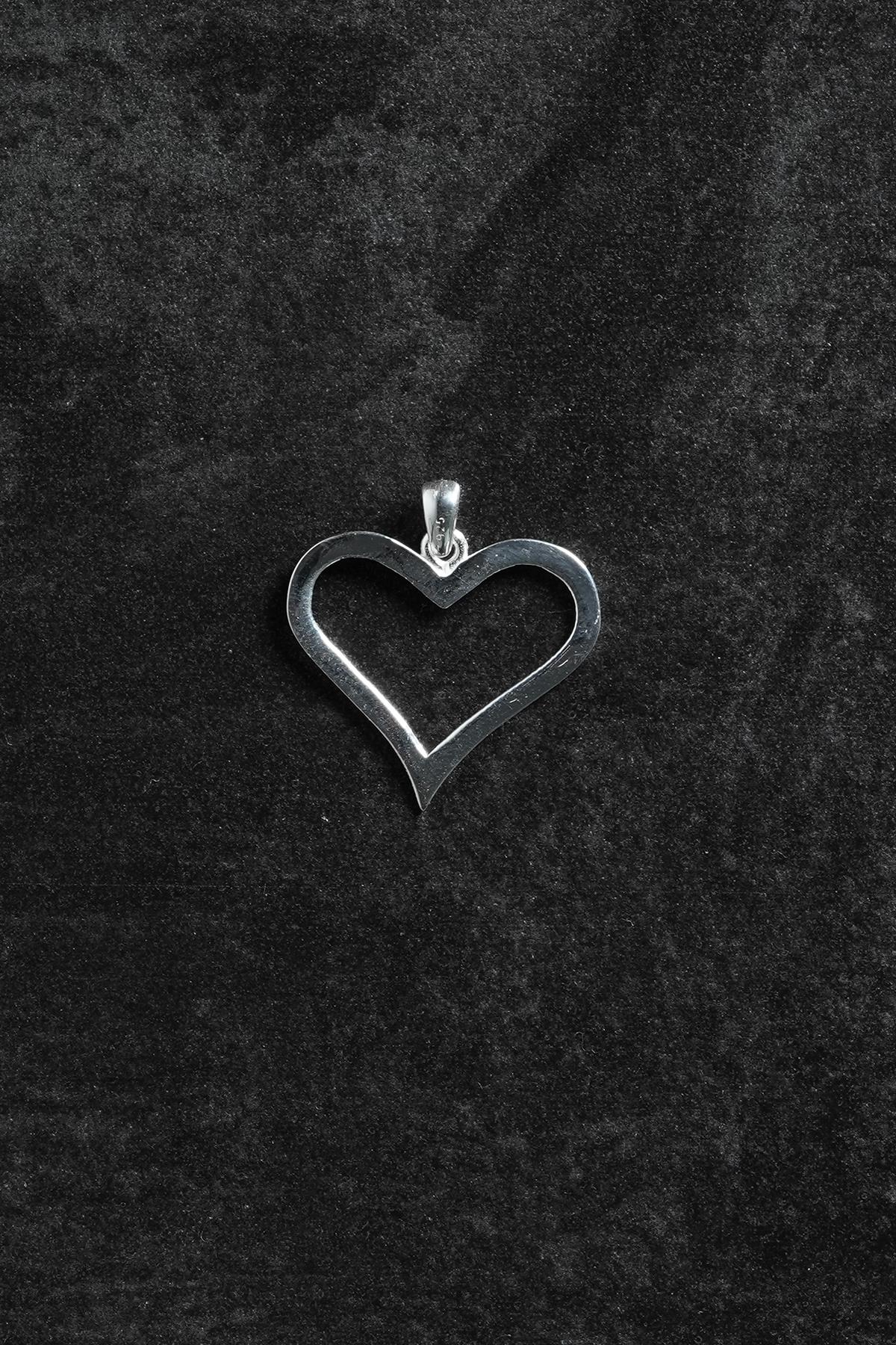 FRNCH 925 Ayar Gümüş Kalp Figürlü Gümüş Renk Erkek Kolye Ucu FRKU-1054