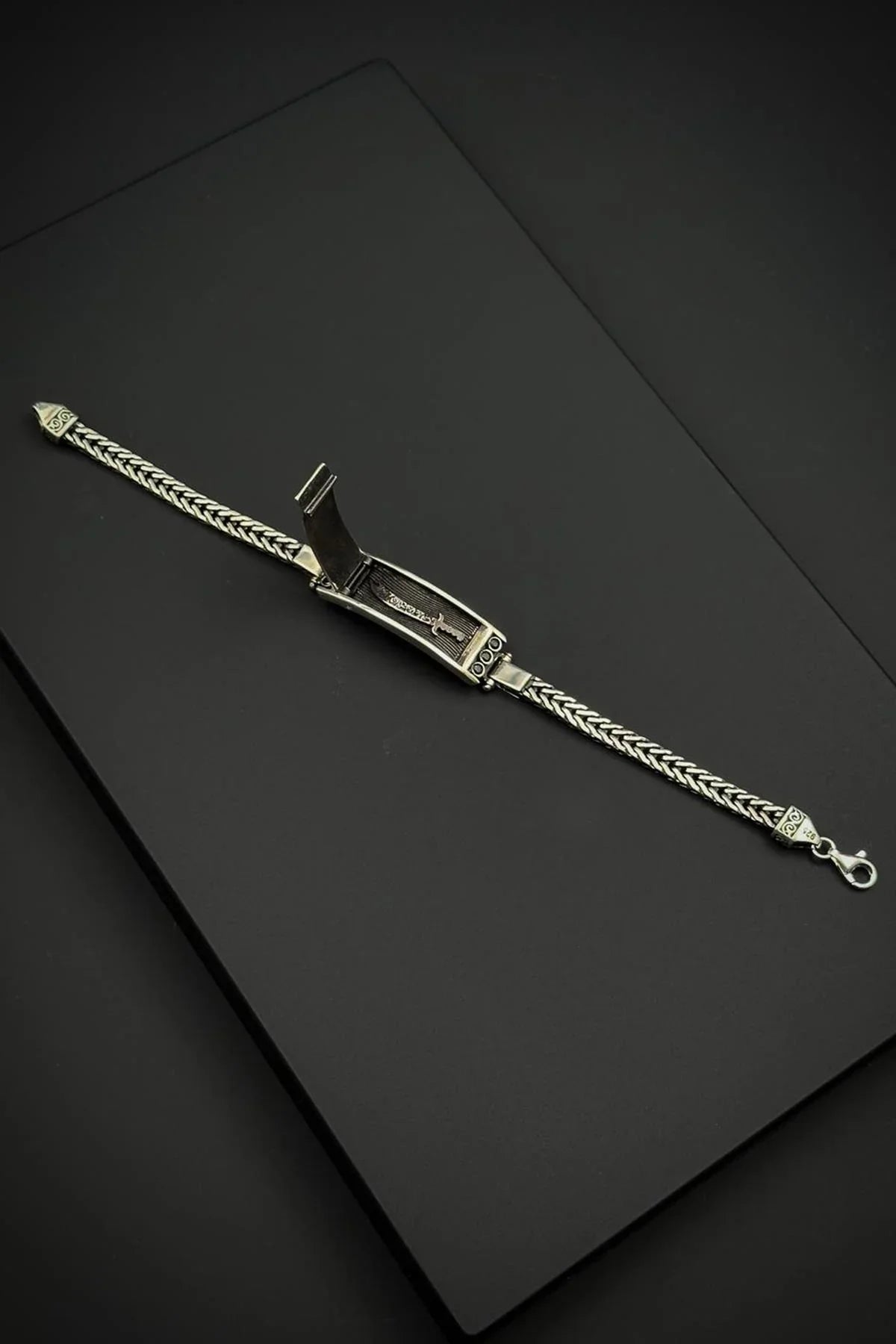 FRNCH 925 Ayar Gümüş Kılıç Figürlü Gümüş Renk Erkek Bileklik FRJ12733-3733-A