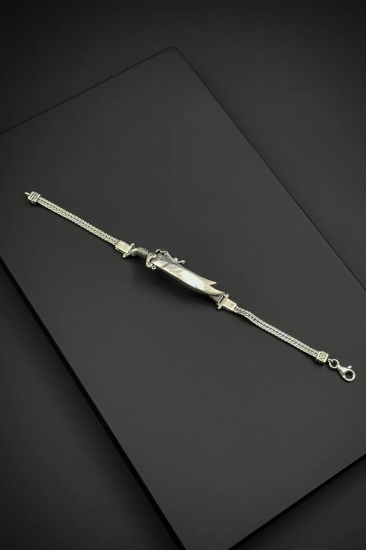 FRNCH 925 Ayar Gümüş Kılıç Figürlü Gümüş Renk Erkek Bileklik FRJ12734-3734-A