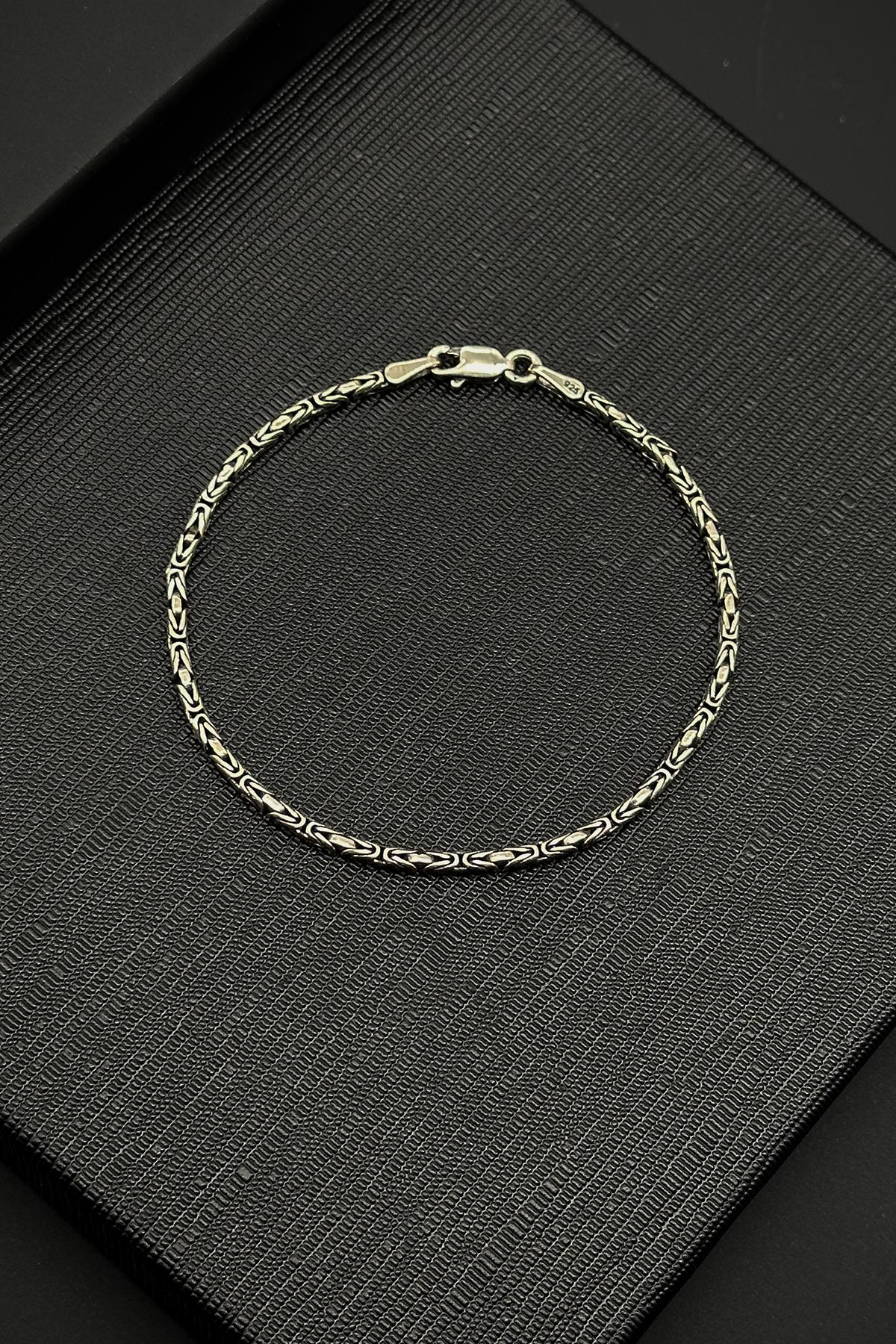 FRNCH 925 Ayar Gümüş Kral Model Gümüş Renk Erkek Bileklik FRJ12176-3176-A