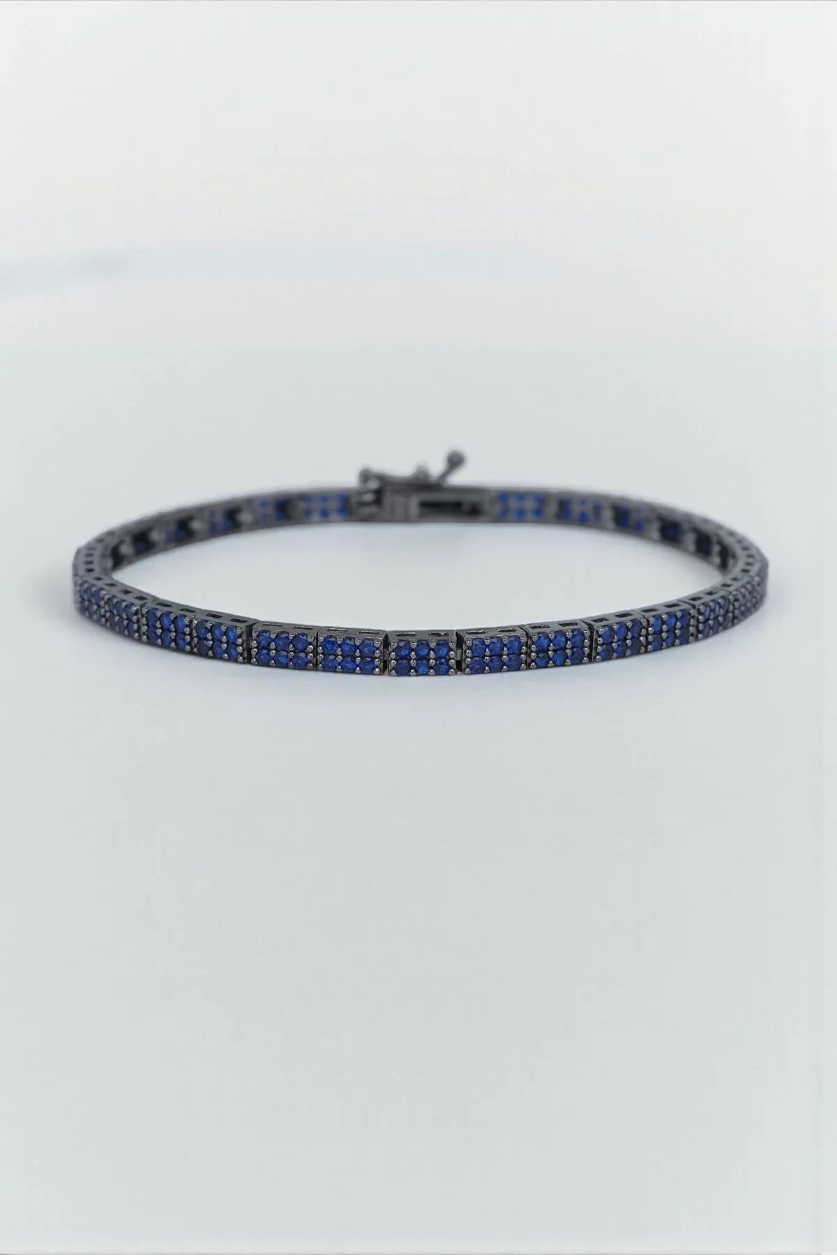 FRNCH 925 Ayar Gümüş Lacivert Zirkon Taşlı Erkek Bileklik FRJ12598-3598-L