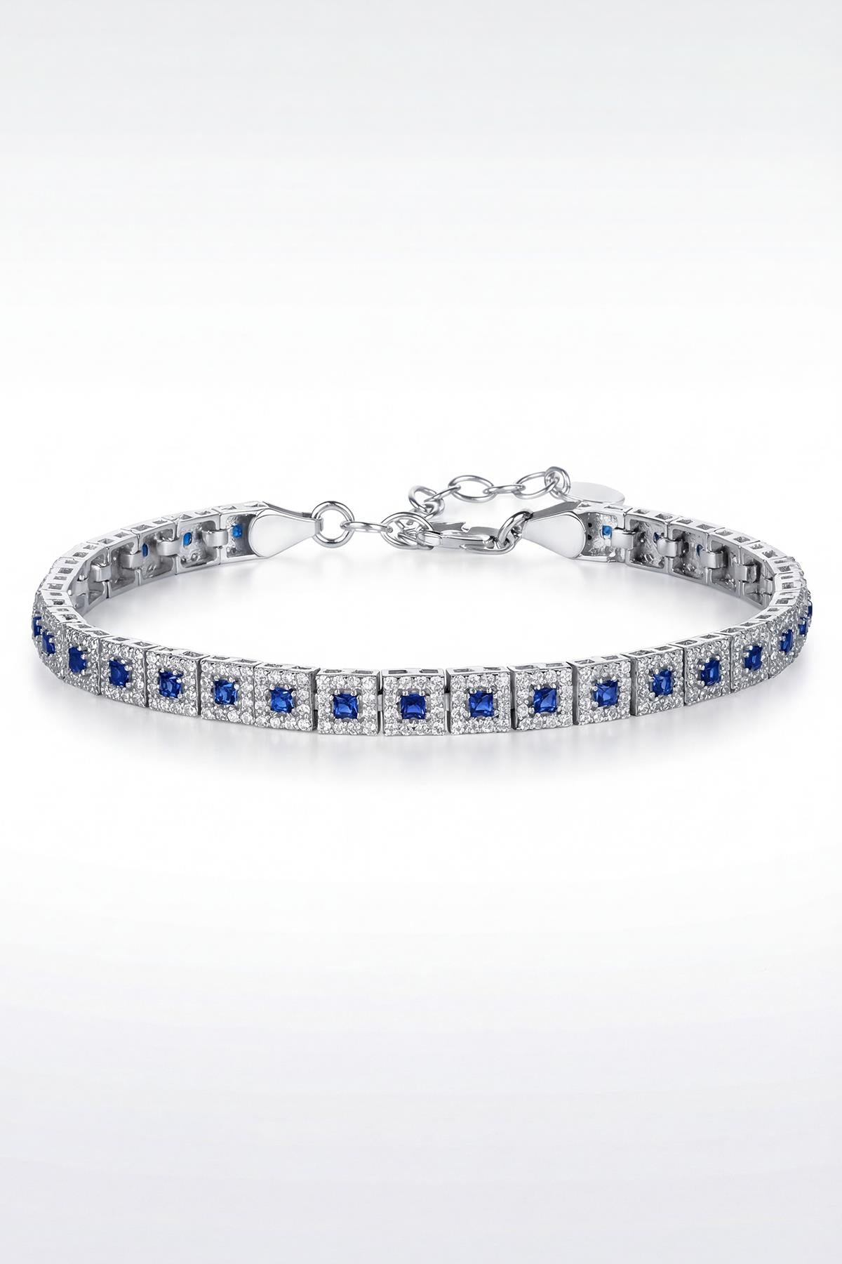 FRNCH 925 Ayar Gümüş Lacivert Zirkon Taşlı Gümüş Renk Erkek Bileklik FRJ12903-3903-L