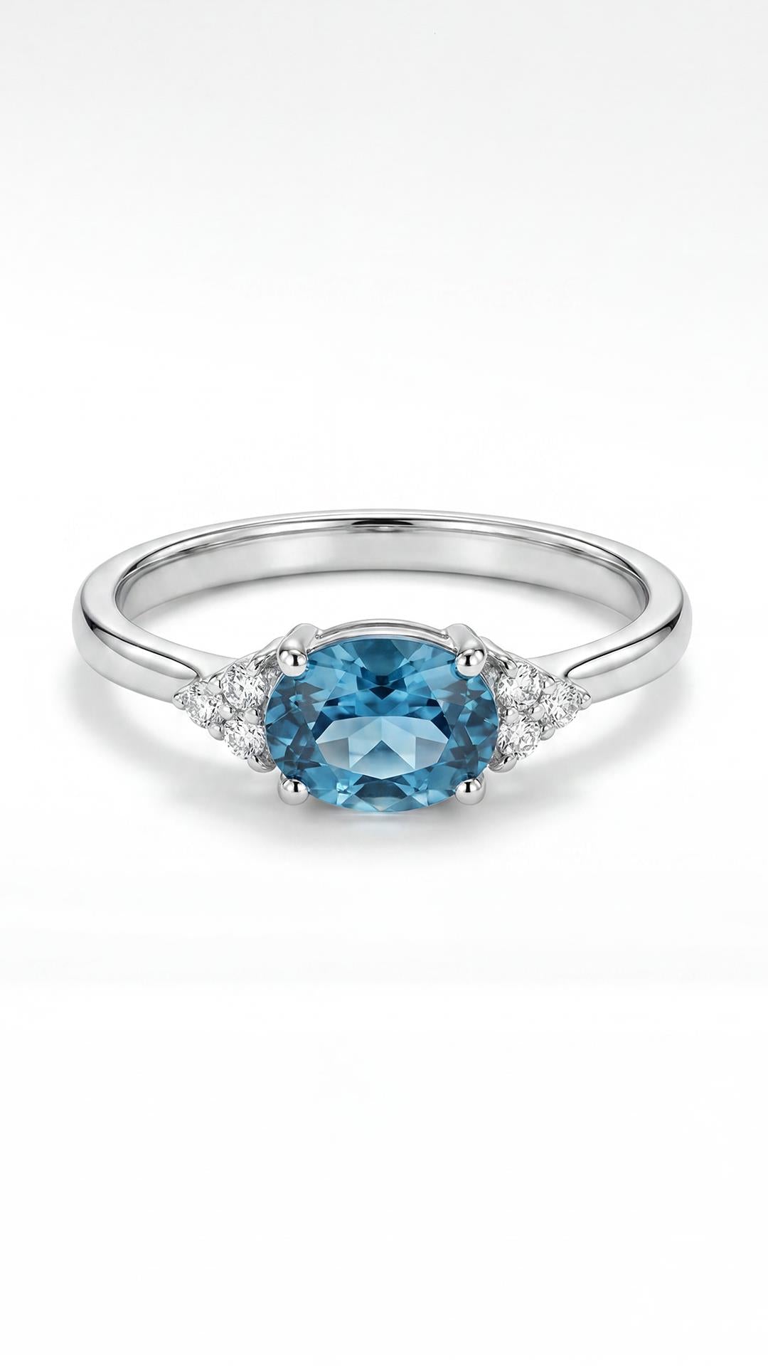 FRNCH 925 Ayar Gümüş London Topaz Zirkon Taşlı Gümüş Renk Kadın Yüzük FRJ60094-194-MA