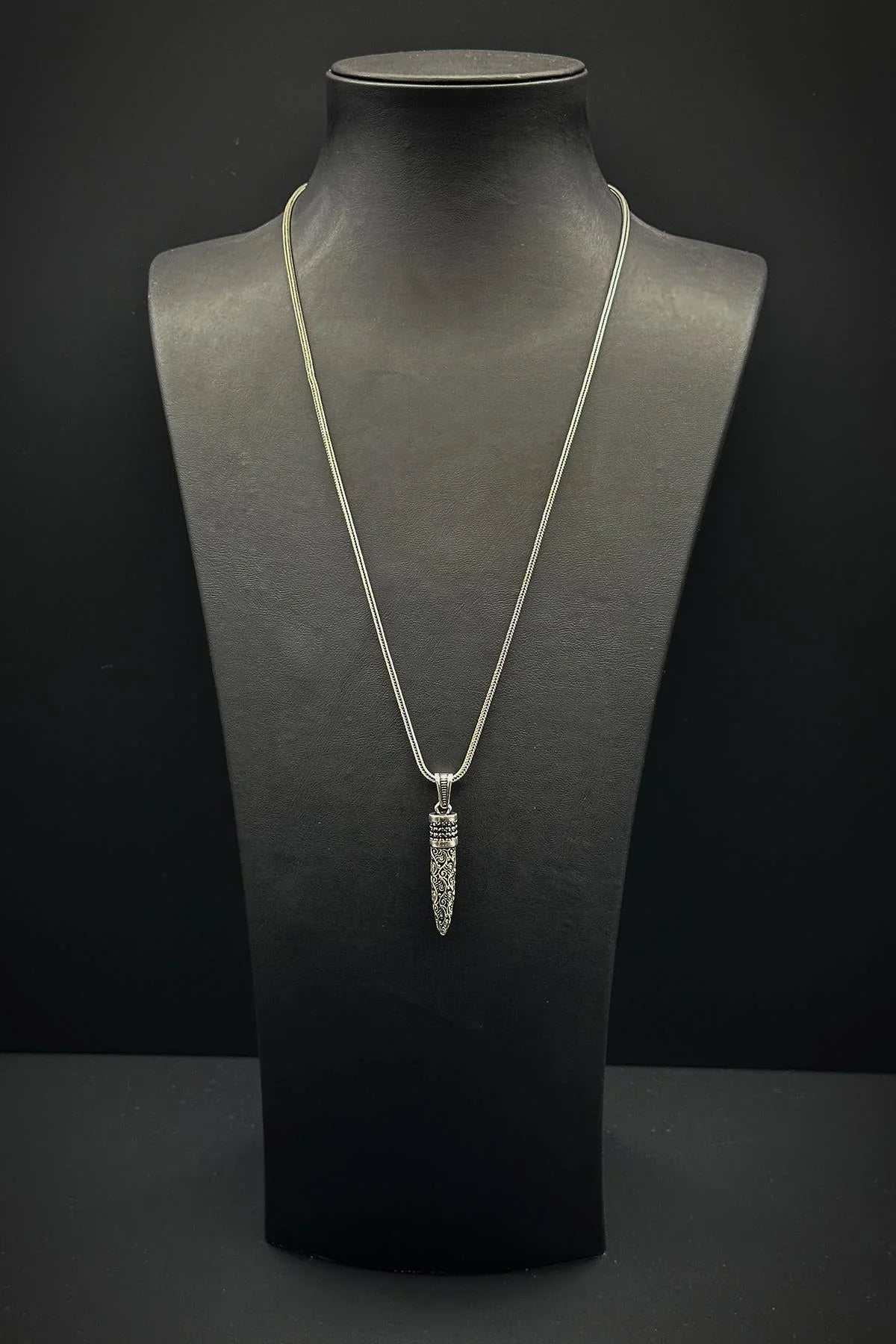 FRNCH 925 Ayar Gümüş Mermi Figürlü Gümüş Renk Erkek Kolye FRJ30694-794-A