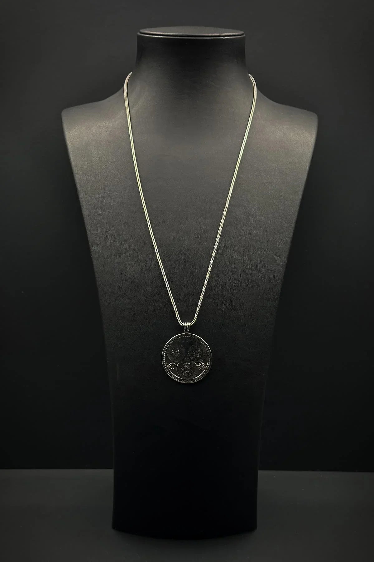 FRNCH 925 Ayar Gümüş Nas,Felak,Ayetel Kursi Yazılı Gümüş Renk Erkek Kolye FRJ30872-972-A2