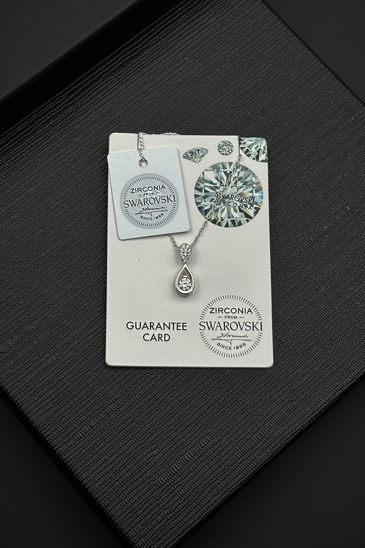 FRNCH 925 Ayar Gümüş Swarovski Taşlı Gümüş Renk Kadın Kolye FRJ30893-993-A