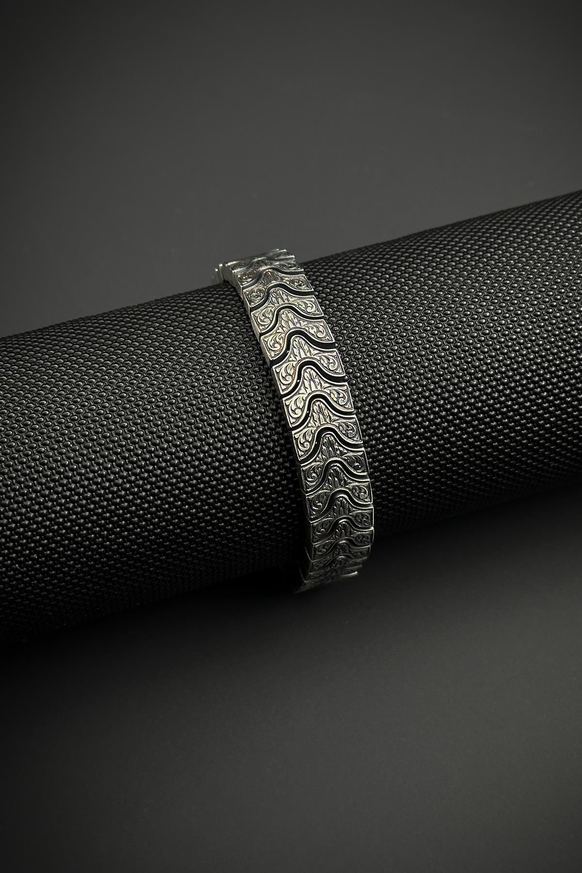 FRNCH 925 Ayar Gümüş Tibetan Model Gümüş Renk Erkek Bileklik FRJ12457-3457-A