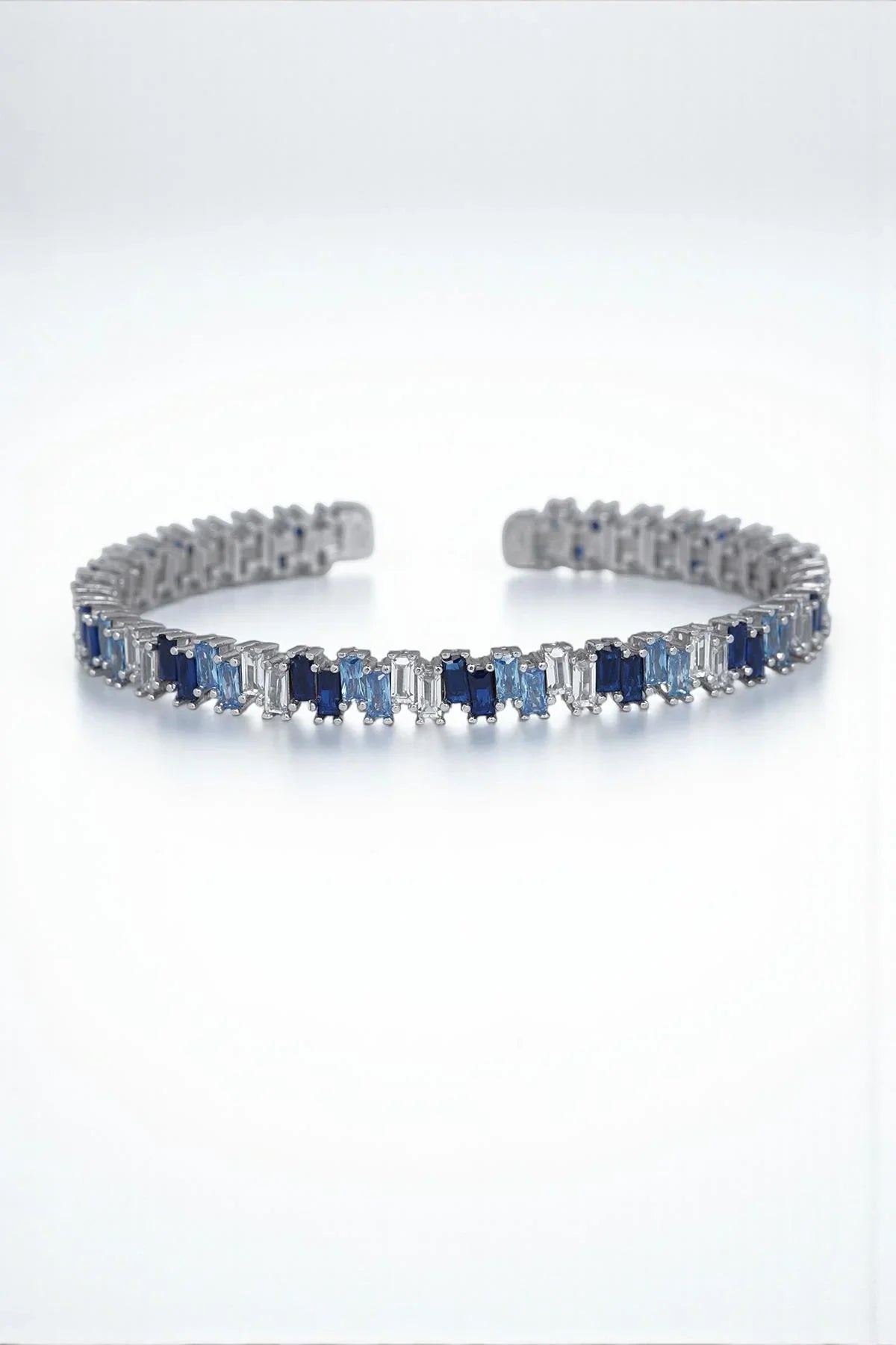 FRNCH 925 Ayar Gümüş Turkuaz-Lacivert Zirkon Taşlı Gümüş Renkli Erkek Bileklik FRJ12625-3625-LM