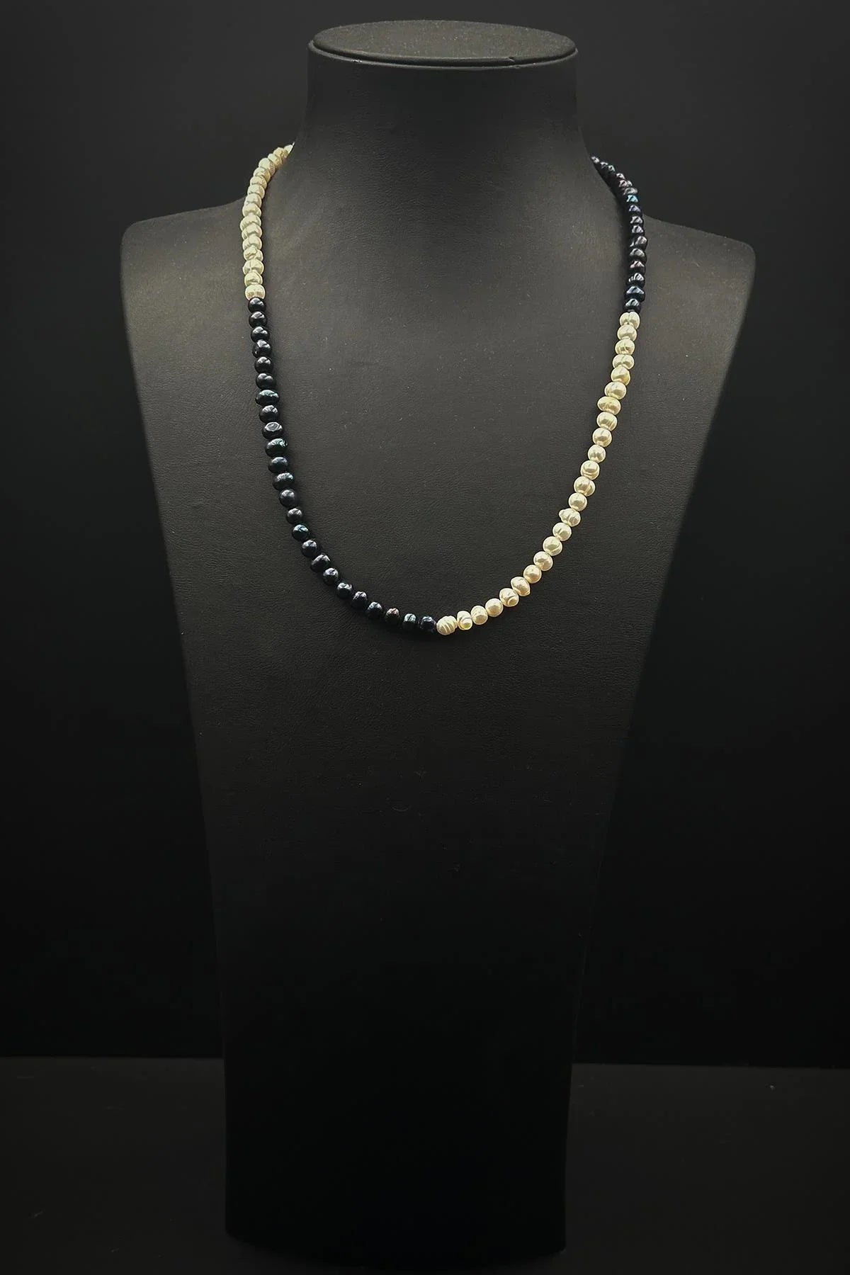 FRNCH 925 Ayar Gümüş ve İnci Taşlı Lacivert-Beyaz Renk Erkek Bileklik/Kolye Set FRJ12403-3403-LA