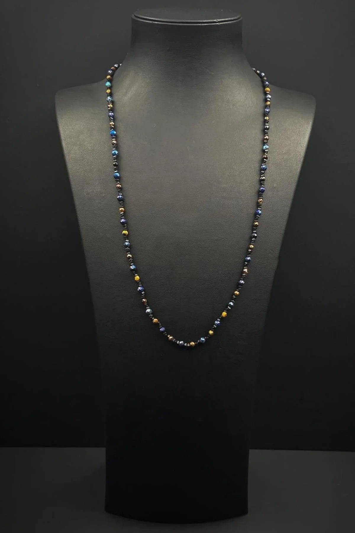 FRNCH 925 Ayar Gümüş ve Lapis Lazuli/Kaplan Gözü Doğal Taşlı Kahverengi Erkek Kolye FRJ30943-1043-LK