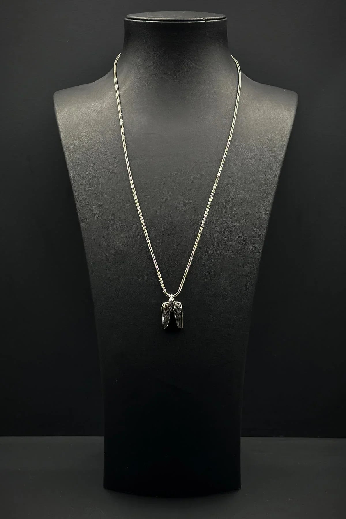 FRNCH 925 Ayar Gümüş ve Onyx Doğal Taşlı Siyah Renk Erkek Kolye FRJ30856-956-S