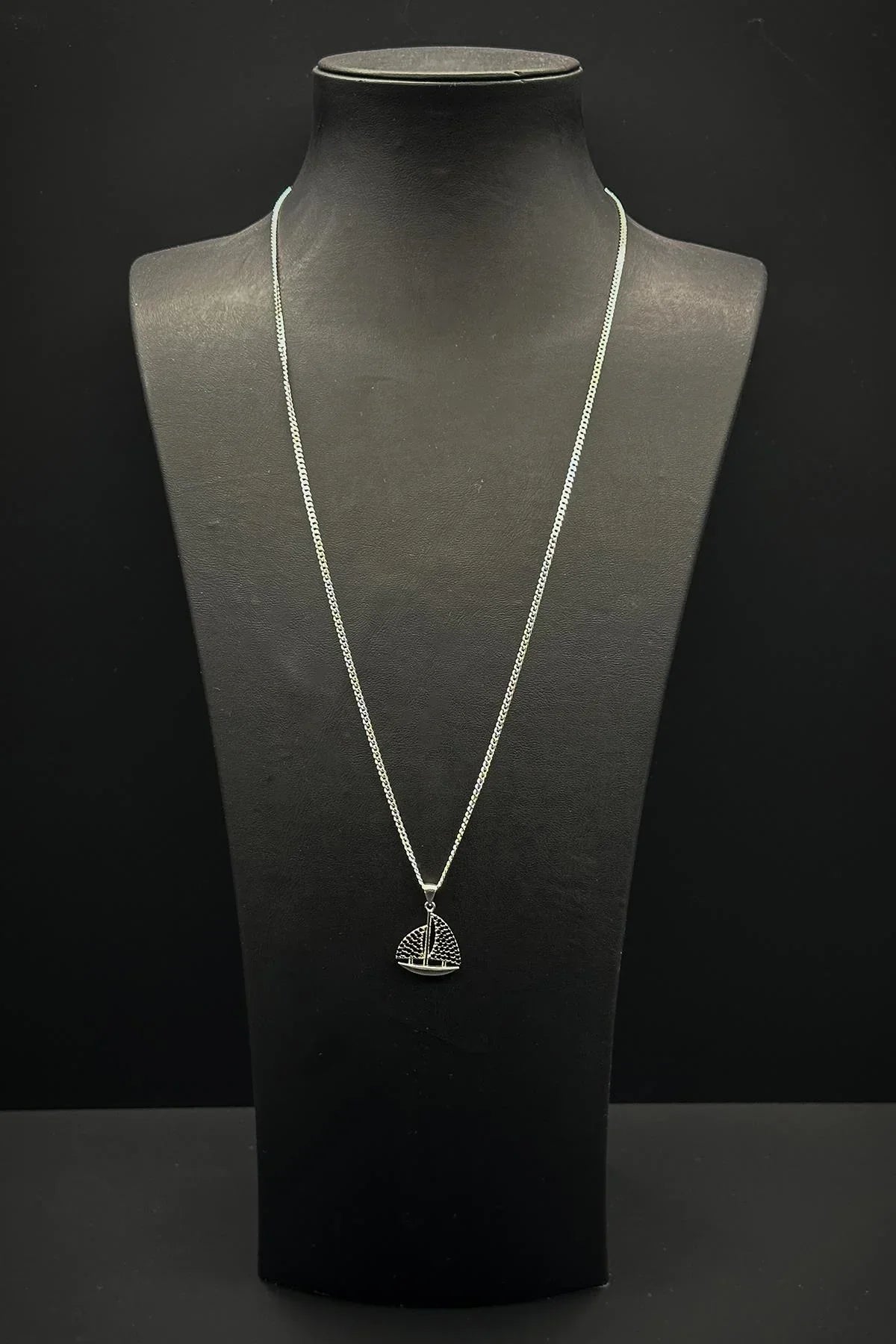 FRNCH 925 Ayar Gümüş Yelken Figürlü Zirkon Taşlı Gümüş Renk Erkek Kolye FRJ30766-866-AB2