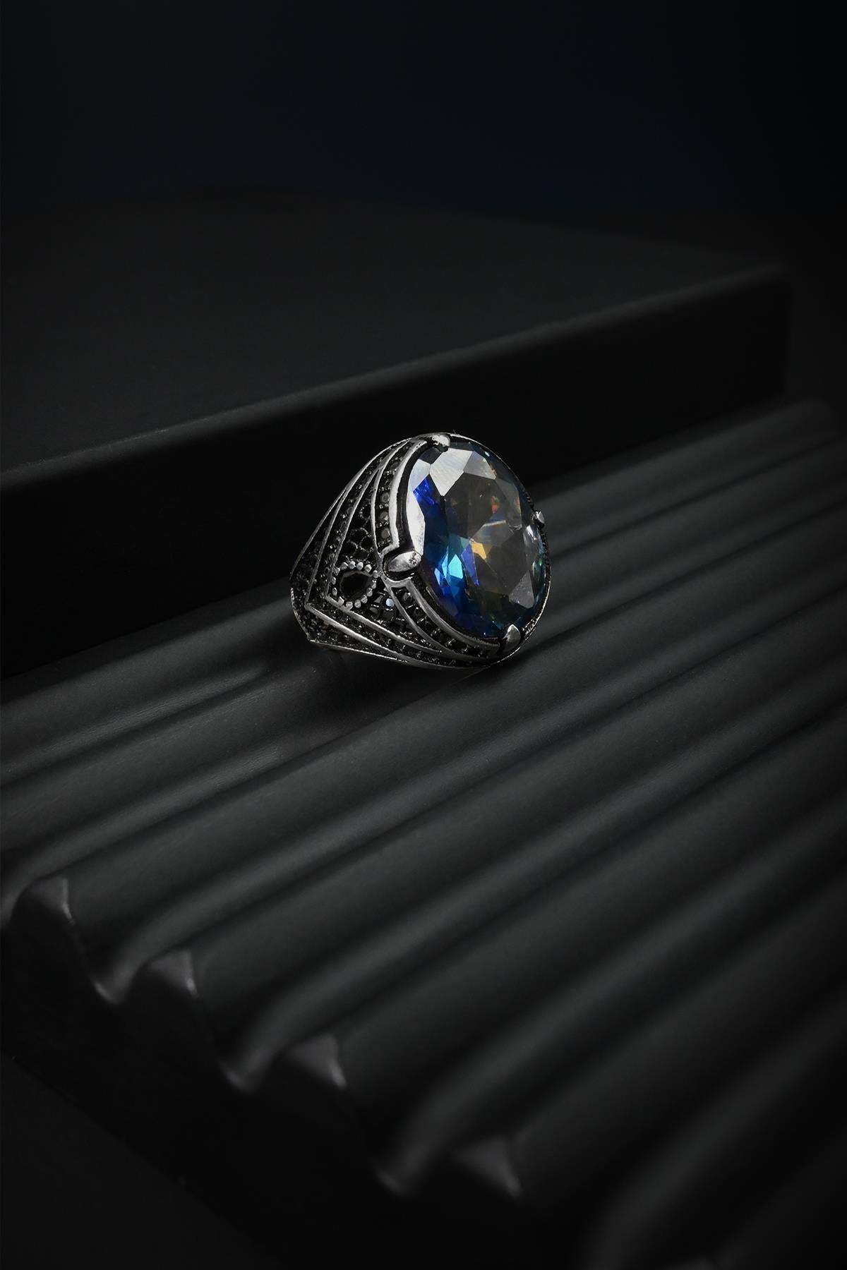 FRNCH 925 Ayar Gümüş Zirkon Taşlı Gümüş Renk Erkek Yüzük FRJ60046-146-A