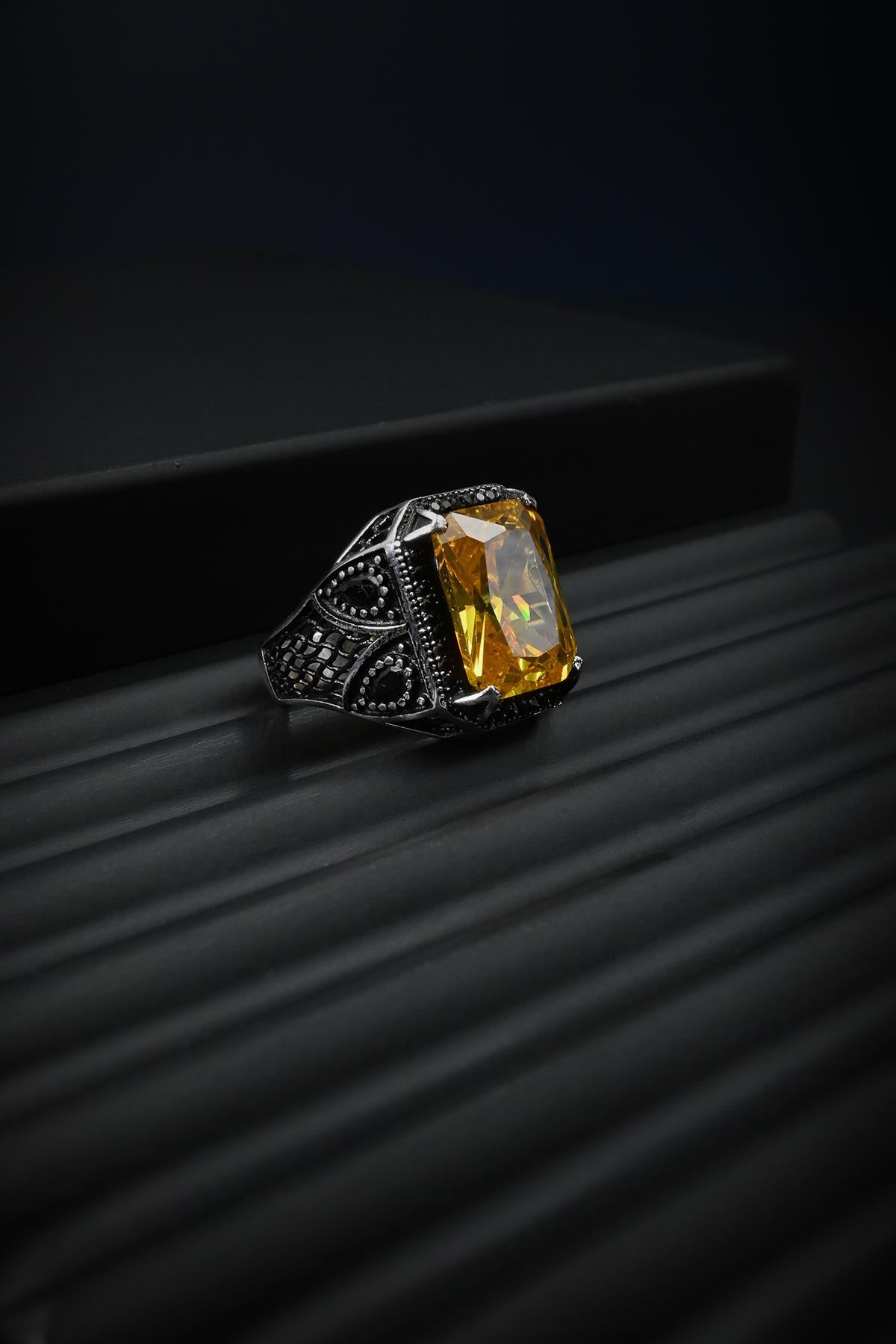 FRNCH 925 Ayar Gümüş Zirkon Taşlı Gümüş Renk Erkek Yüzük FRJ60046-146-A3