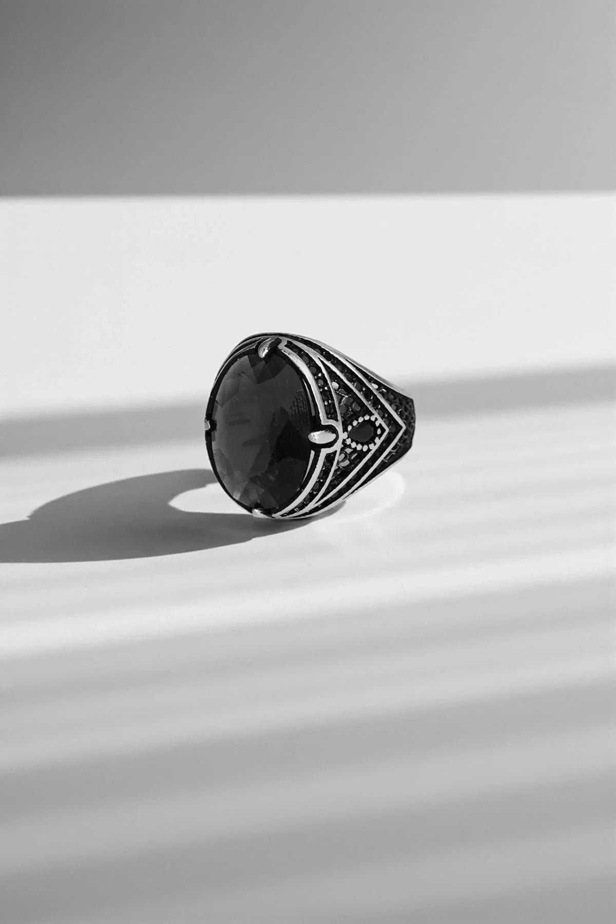 FRNCH 925 Ayar Gümüş Zirkon Taşlı Gümüş Renk Erkek Yüzük FRJ60046-146-A5