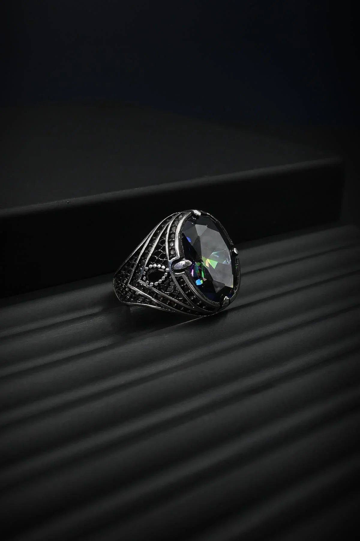 FRNCH 925 Ayar Gümüş Zirkon Taşlı Gümüş Renk Erkek Yüzük FRJ60046-146-A5