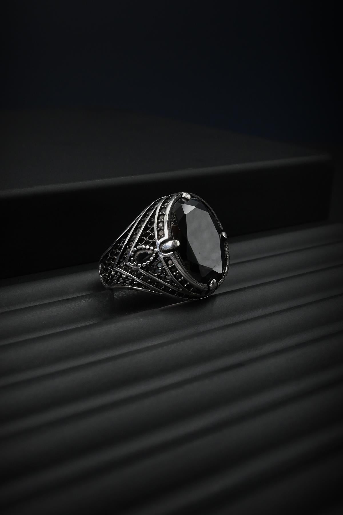 FRNCH 925 Ayar Gümüş Zirkon Taşlı Gümüş Renk Erkek Yüzük FRJ60046-146-A7