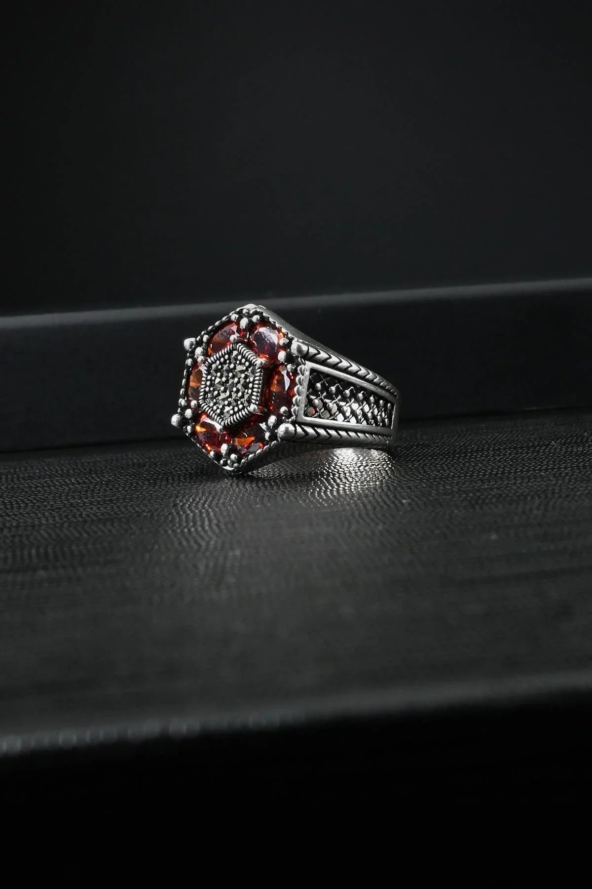 FRNCH 925 Ayar Gümüş Zirkon Taşlı Gümüş Renk Erkek Yüzük FRJ60047-147-A7