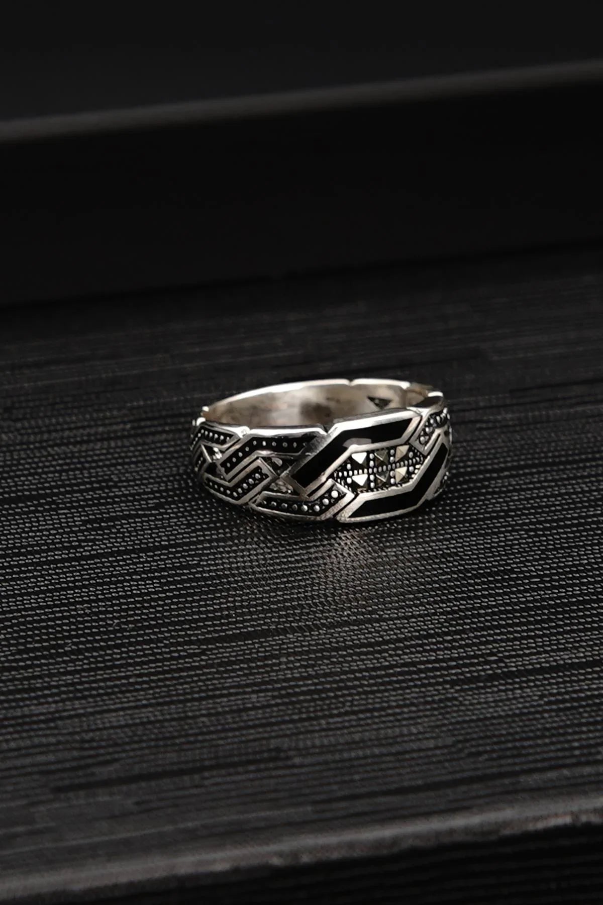 FRNCH 925 Ayar Gümüş Zirkon Taşlı Gümüş Renk Erkek Yüzük FRJ60077-177-A