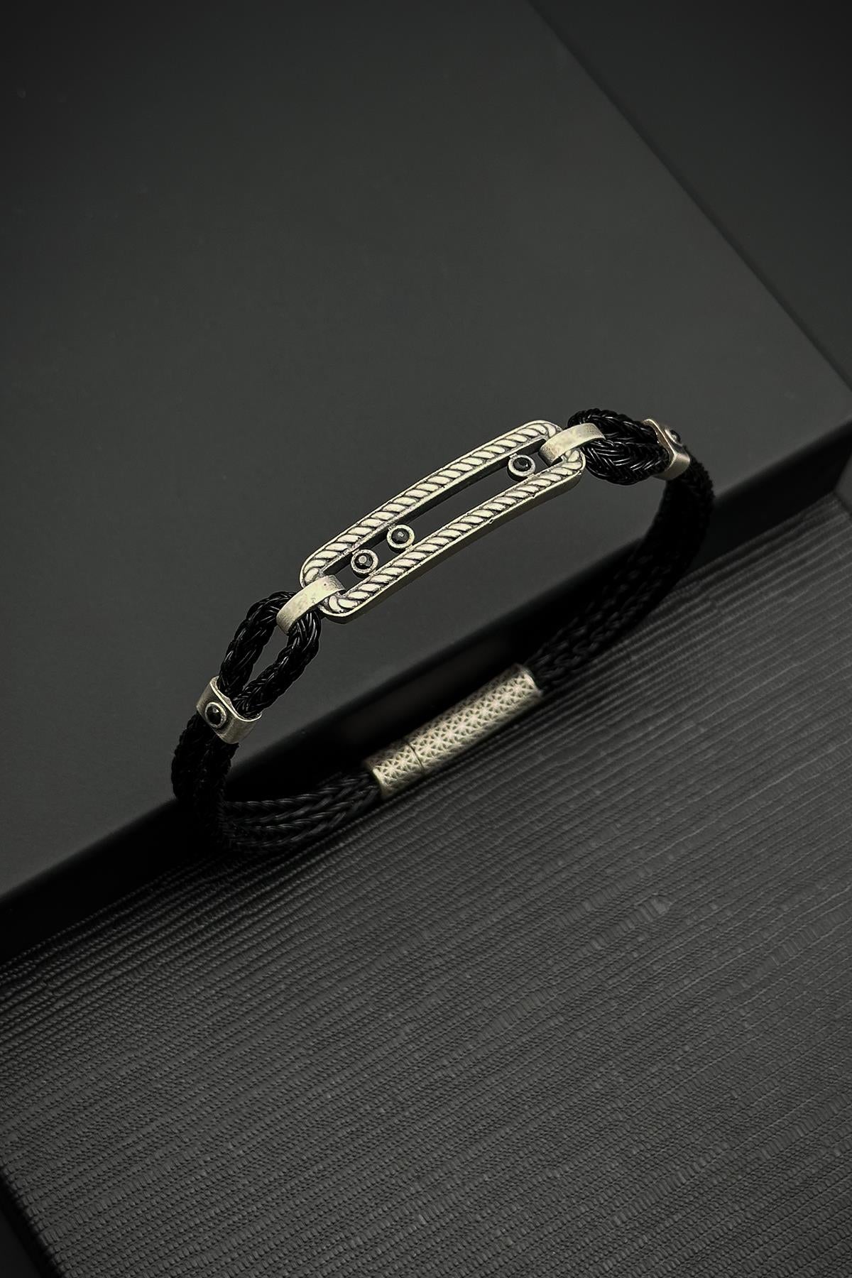 FRNCH 925 Ayar Gümüş Zirkon Taşlı italyan Model Gümüş Renk Erkek Bileklik FRJ12555-3555-A