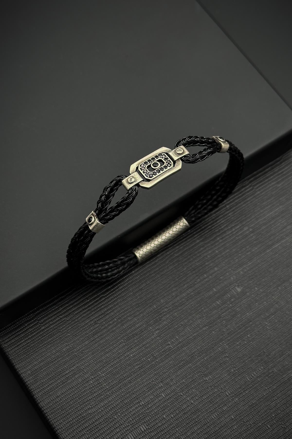 FRNCH 925 Ayar Gümüş Zirkon Taşlı italyan Model Gümüş Renk Erkek Bileklik FRJ12556-3556-A