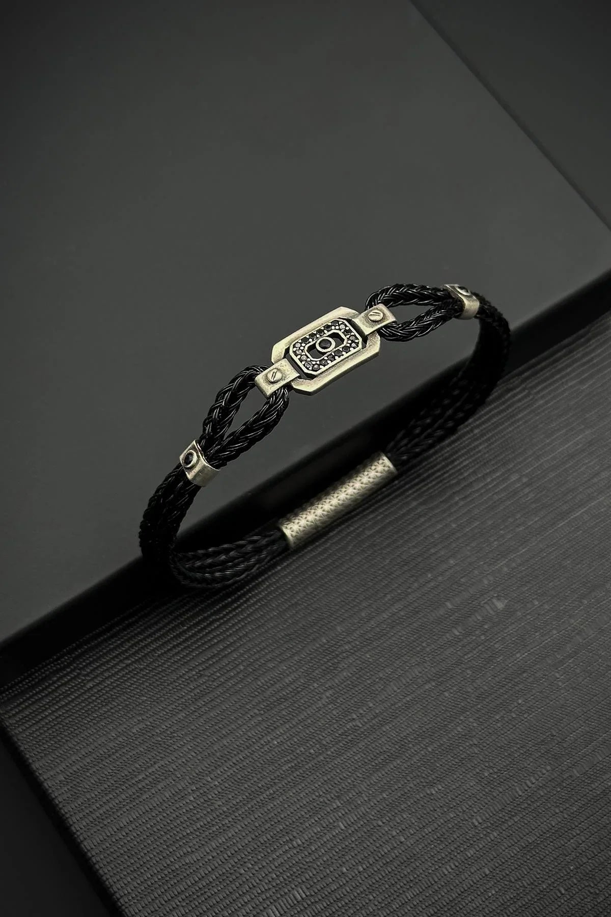 FRNCH 925 Ayar Gümüş Zirkon Taşlı italyan Model Gümüş Renk Erkek Bileklik FRJ12556-3556-A