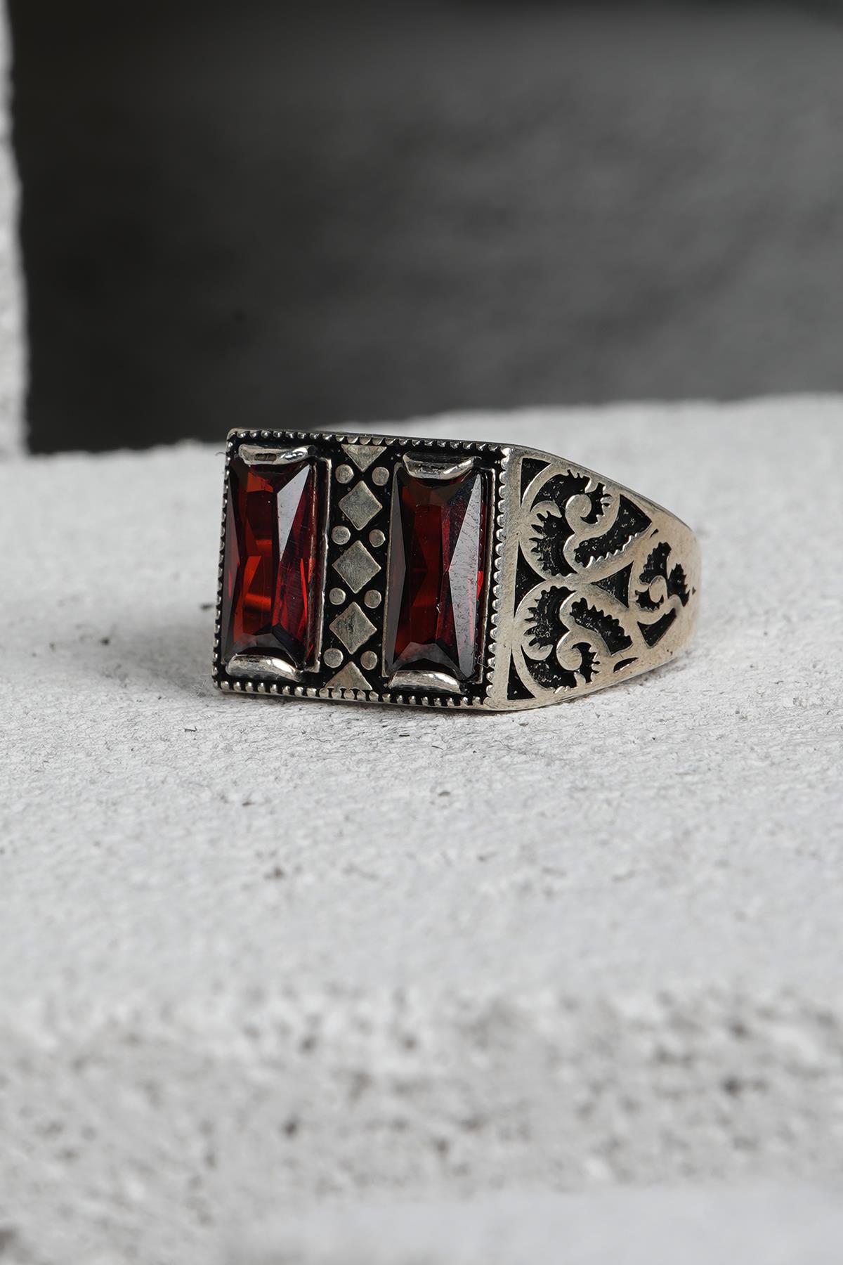 FRNCH 925 Ayar Gümüş Zirkon Taşlı Kahverengi Renkli Erkek Yüzük FRJ60093-193-K31