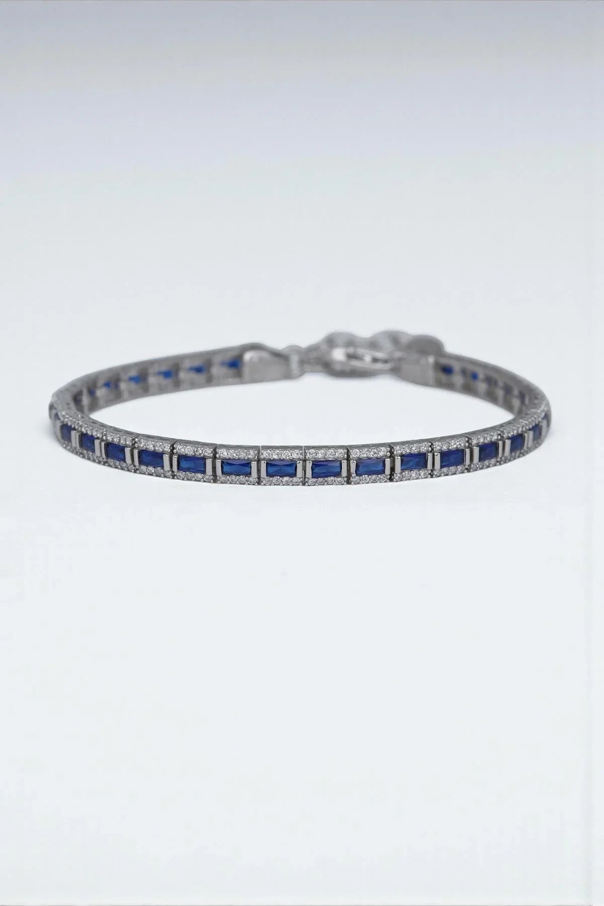 FRNCH 925 Ayar Gümüş Zirkon Taşlı Lacivert Renkli Tennis Erkek Bileklik FRJ12181-3181-LA