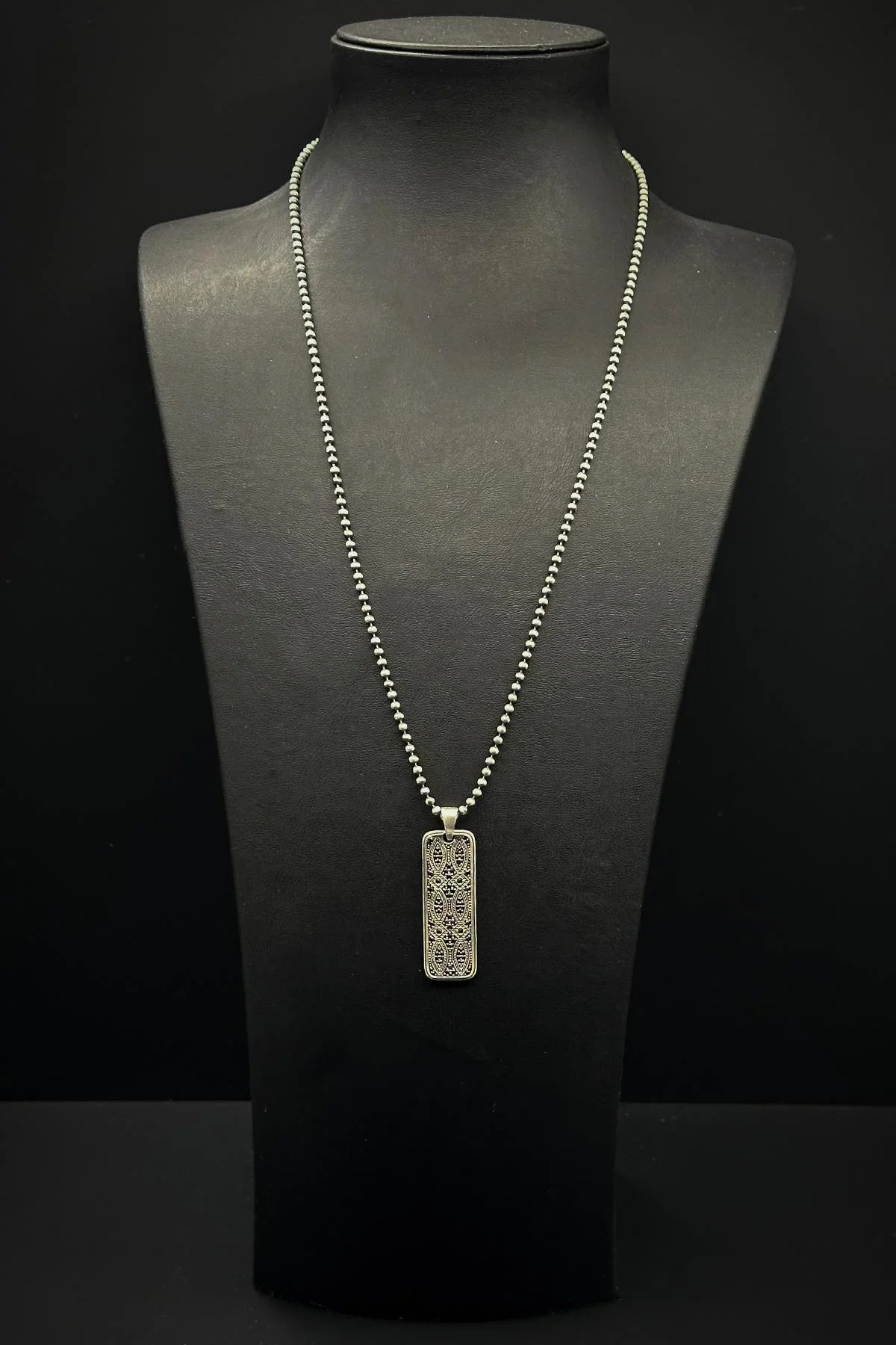 FRNCH 925 Ayar Gümüş Zirkon Taşlı Siyah Renk Erkek Kolye FRJ30762-862-S