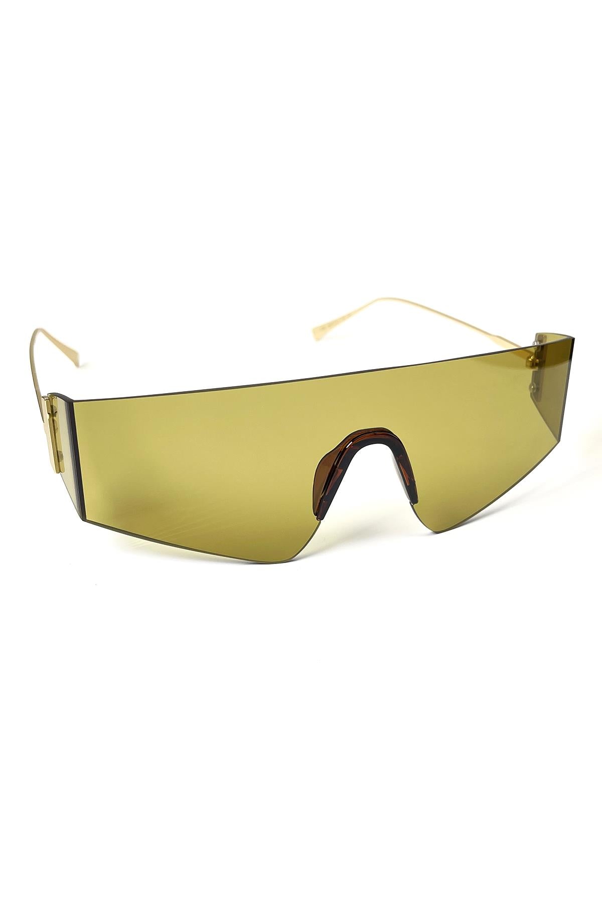 FRNCH Altın Sap Kahverengi Cam Dikdörtgen Model Erkek Güneş Gözlüğü FRG1040-140-K2