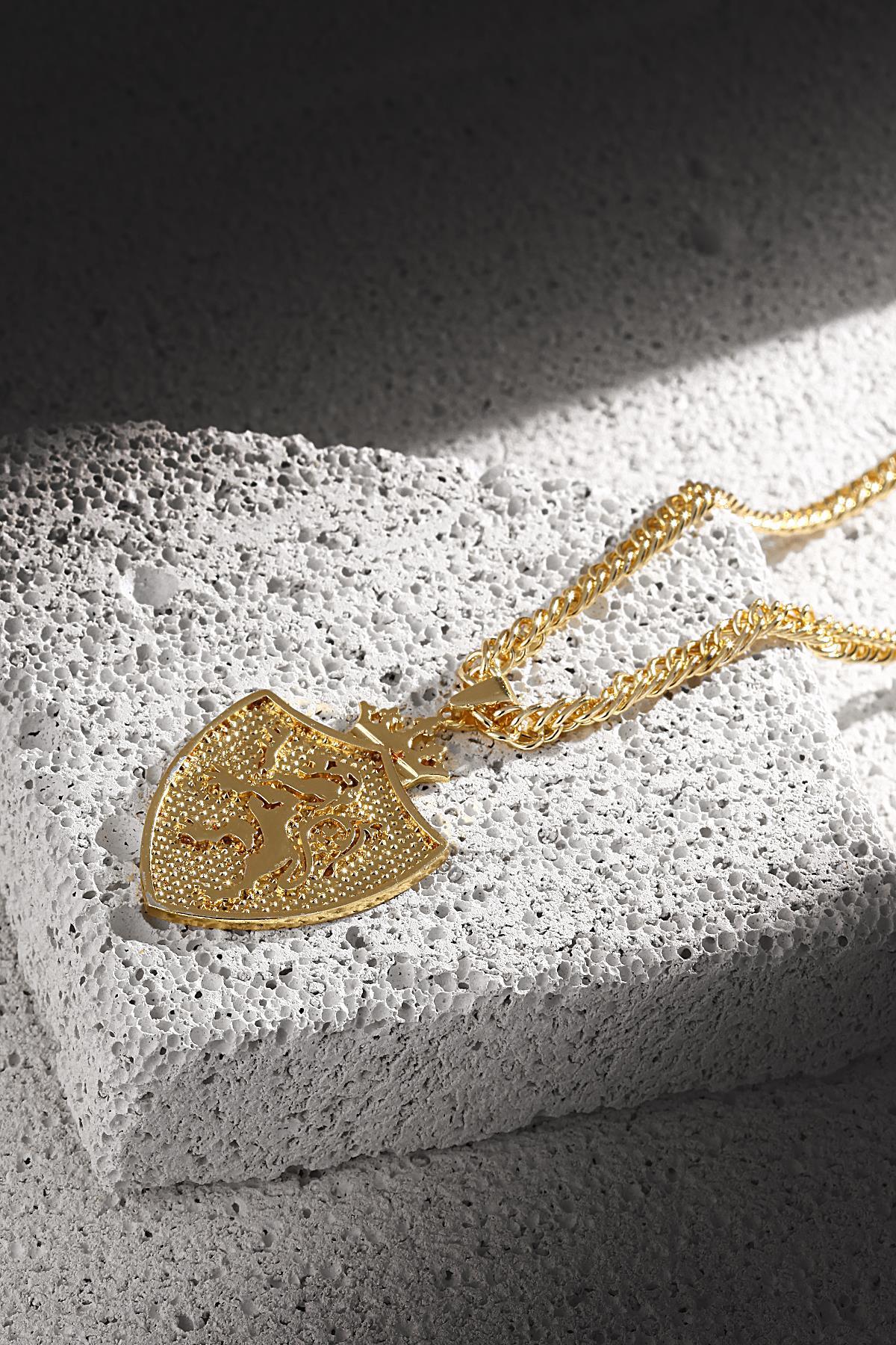 FRNCH Aslan Figürlü Gold Renk Erkek Kolye FRJ30434-534-G