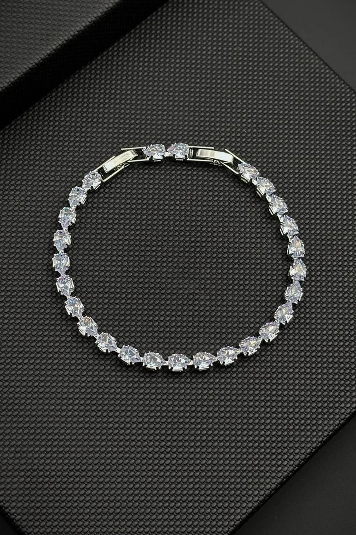 FRNCH Bronz Madenli Beyaz Zirkon Taşlı Gümüş Renk Tennis Erkek Bileklik FRJ12828-3828-A