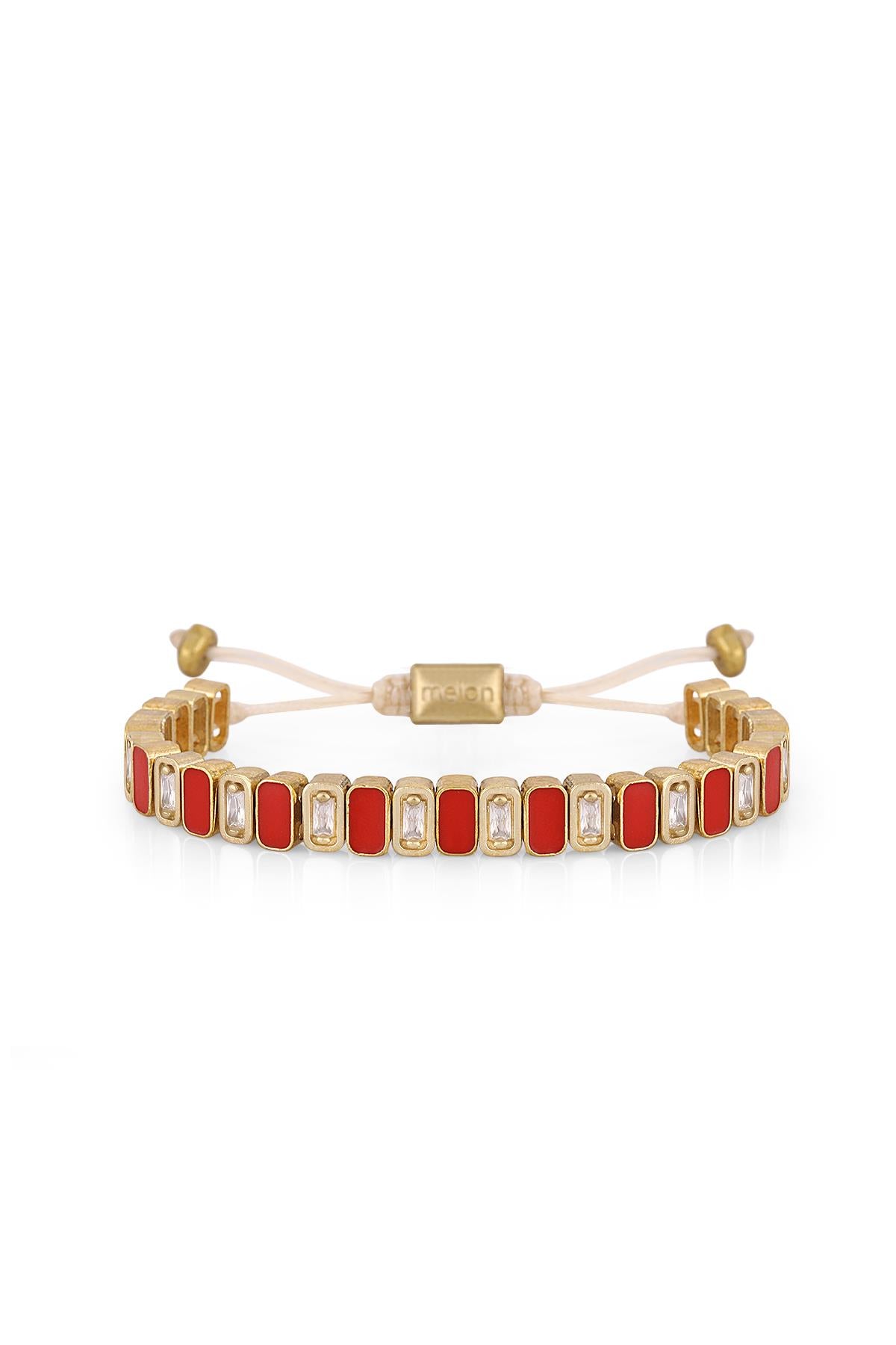 FRNCH Cable Red Stone Mineli Bileklik
