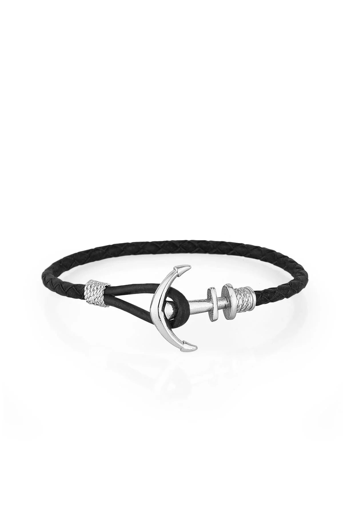 FRNCH Çapa Figürlü Gerçek Deri Handmade Erkek Bileklik FRJ11160-1260-BA