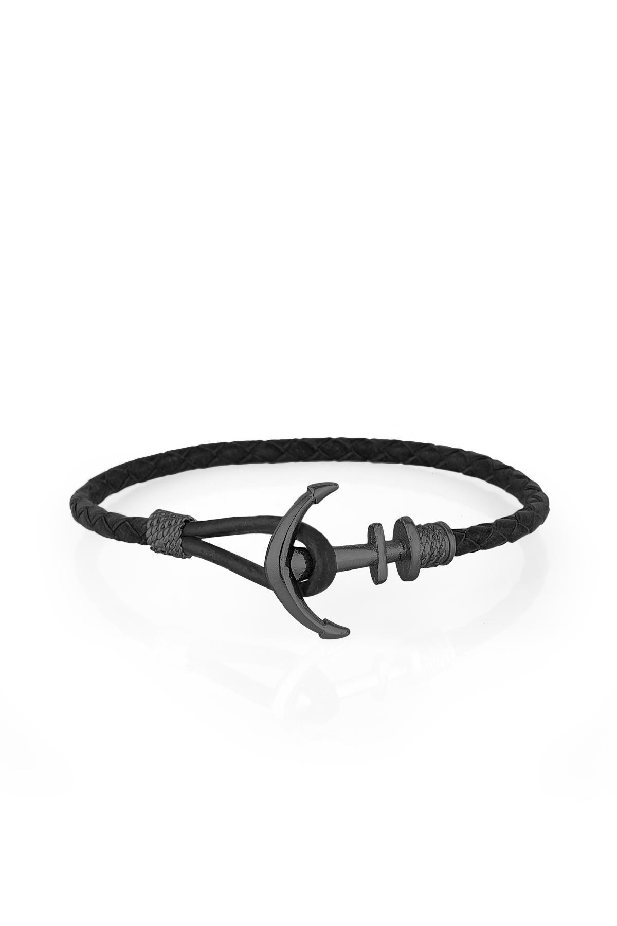 FRNCH Çapa Figürlü Gerçek Deri Handmade Erkek Bileklik FRJ11160-1260-BB