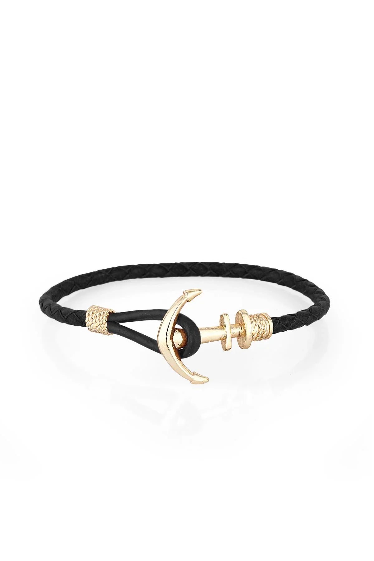 FRNCH Çapa Figürlü Gerçek Deri Handmade Erkek Bileklik FRJ11160-1260-BG