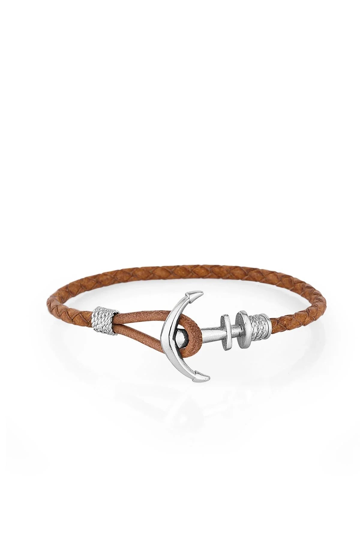 FRNCH Çapa Figürlü Gerçek Deri Handmade Erkek Bileklik FRJ11160-1260-KA