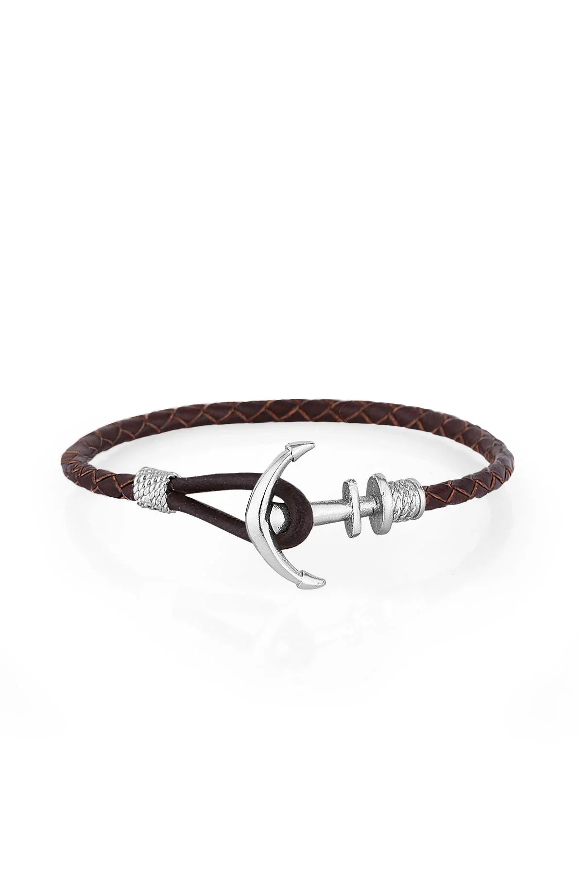 FRNCH Çapa Figürlü Gerçek Deri Handmade Erkek Bileklik FRJ11160-1260-RA