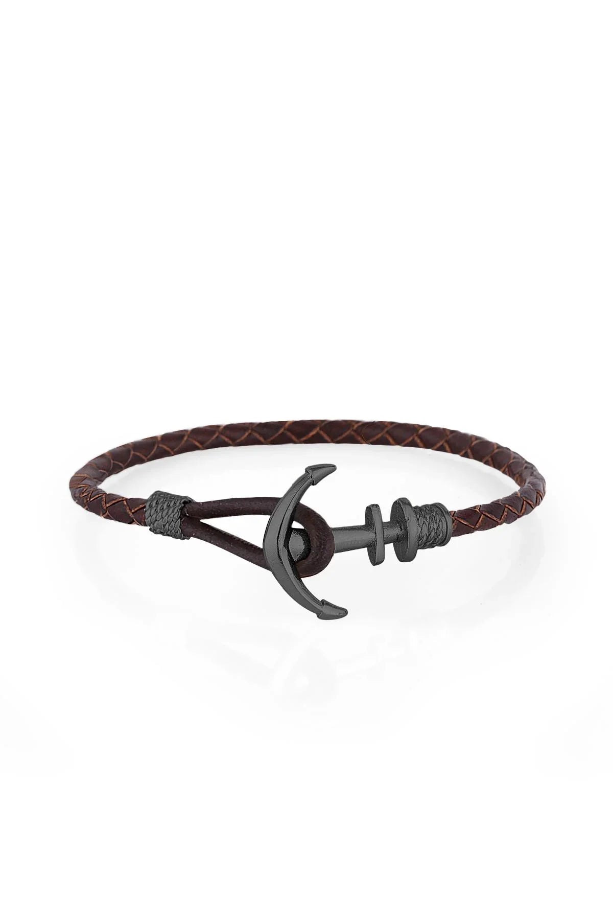 FRNCH Çapa Figürlü Gerçek Deri Handmade Erkek Bileklik FRJ11160-1260-RB
