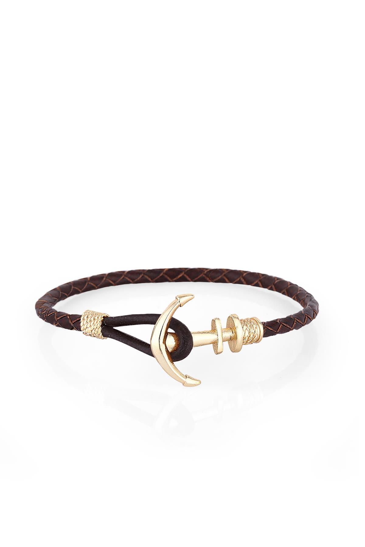 FRNCH Çapa Figürlü Gerçek Deri Handmade Erkek Bileklik FRJ11160-1260-RG